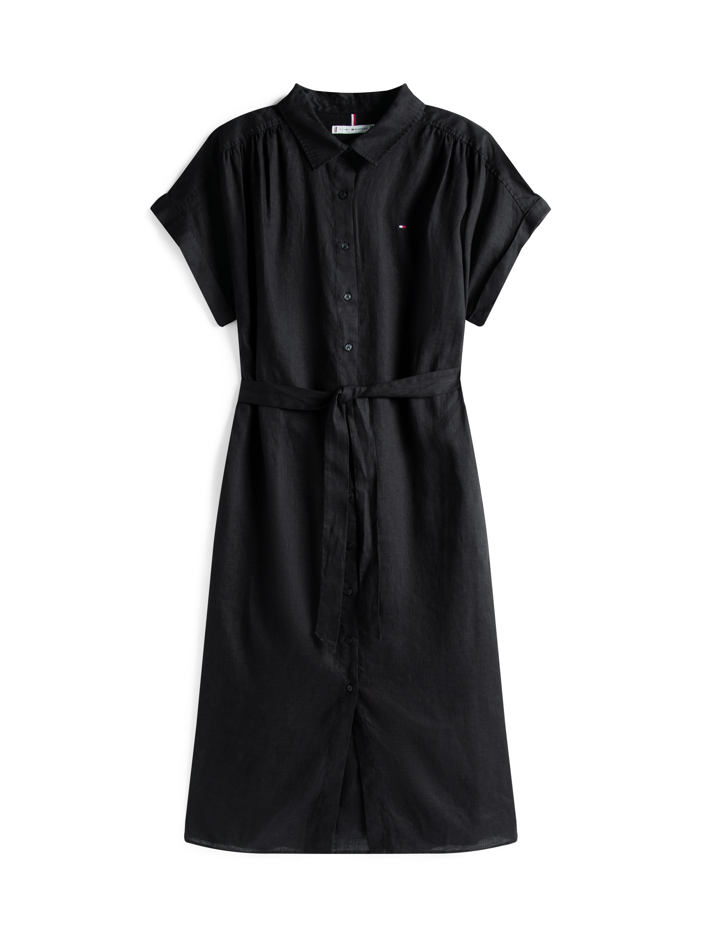 Tommy Hilfiger Curve Midikleid »CRV ESS LI BELTED S/S MIDI DRESS«, in Grossen Grössen, mit Gürtel, Logostickerei