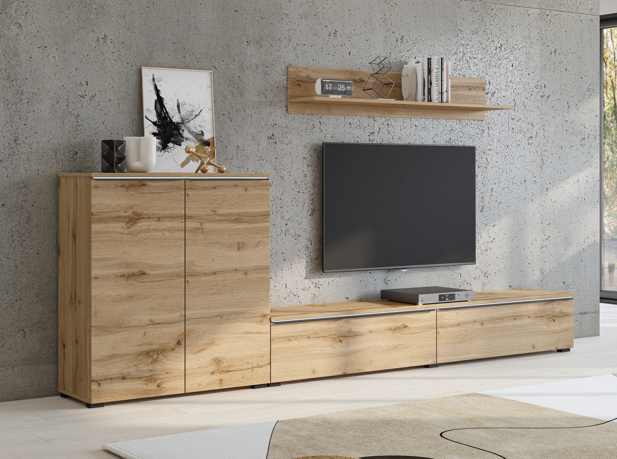 INOSIGN Wohnwand »Tana, Breite 260 cm, moderne Anbauwand«, (3 St.), Mediawand (Set, 3-St), Lowboard, Wandregal, Kommode