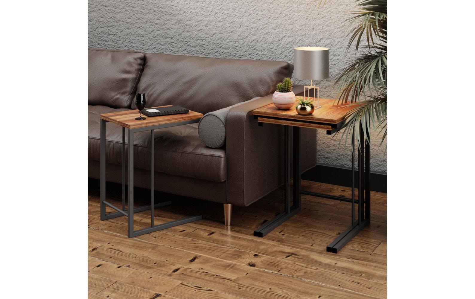 WOODY FASHION Beistelltisch »3-er Set, Braun/Schwarz«