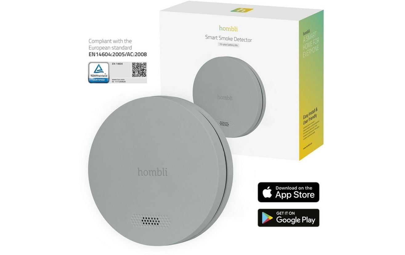 Smart-Home-Steuerelement »hombli Smart Smoke Detector 85 dB Grau«