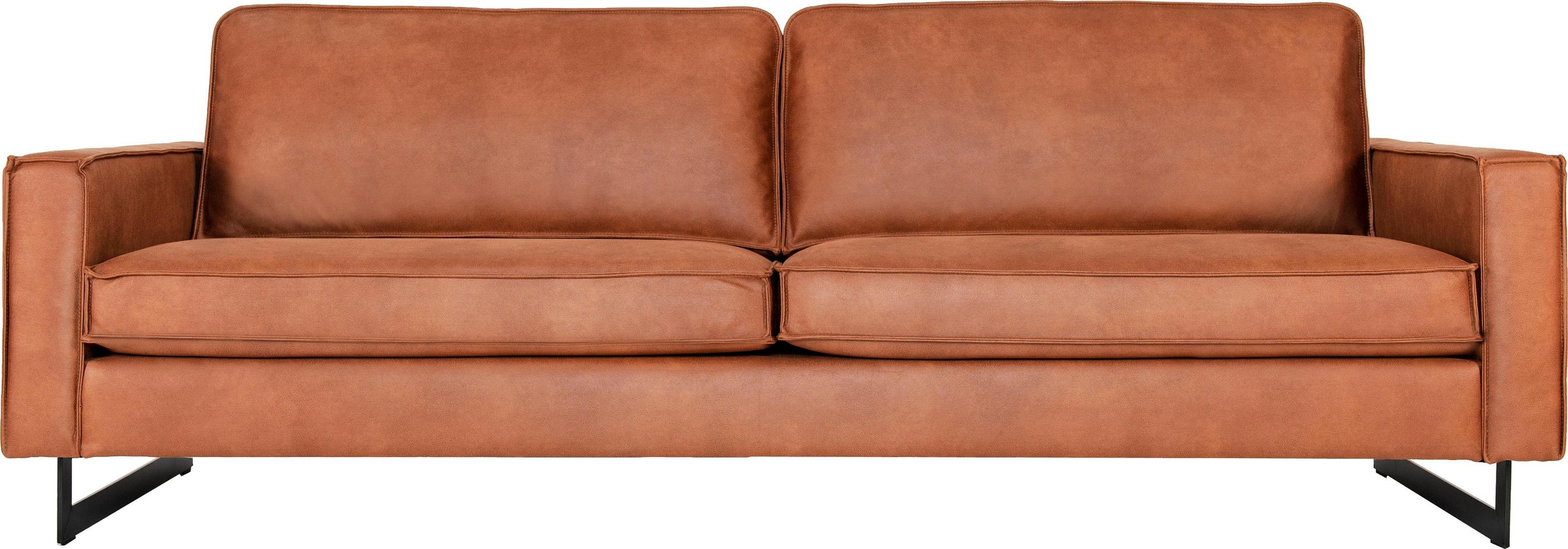 Places of Style 3-Sitzer »Maxi-Ausführung Pinto, 236 cm, Cord, Chenille, Lederoptik«, mit Keder, schwarze Metallfüsse, Wellenunterfederung