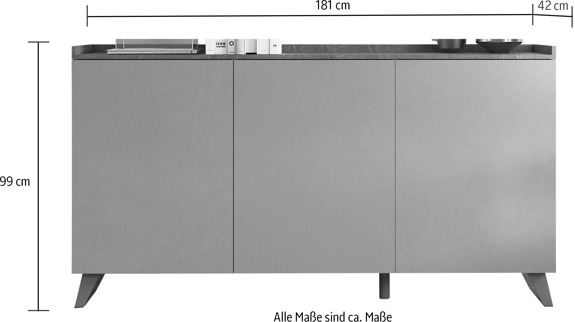 INOSIGN Sideboard »Tray, Breite 181, Kommode mit 3 Türen«, Top "Tablet", Push-to-open Funktion