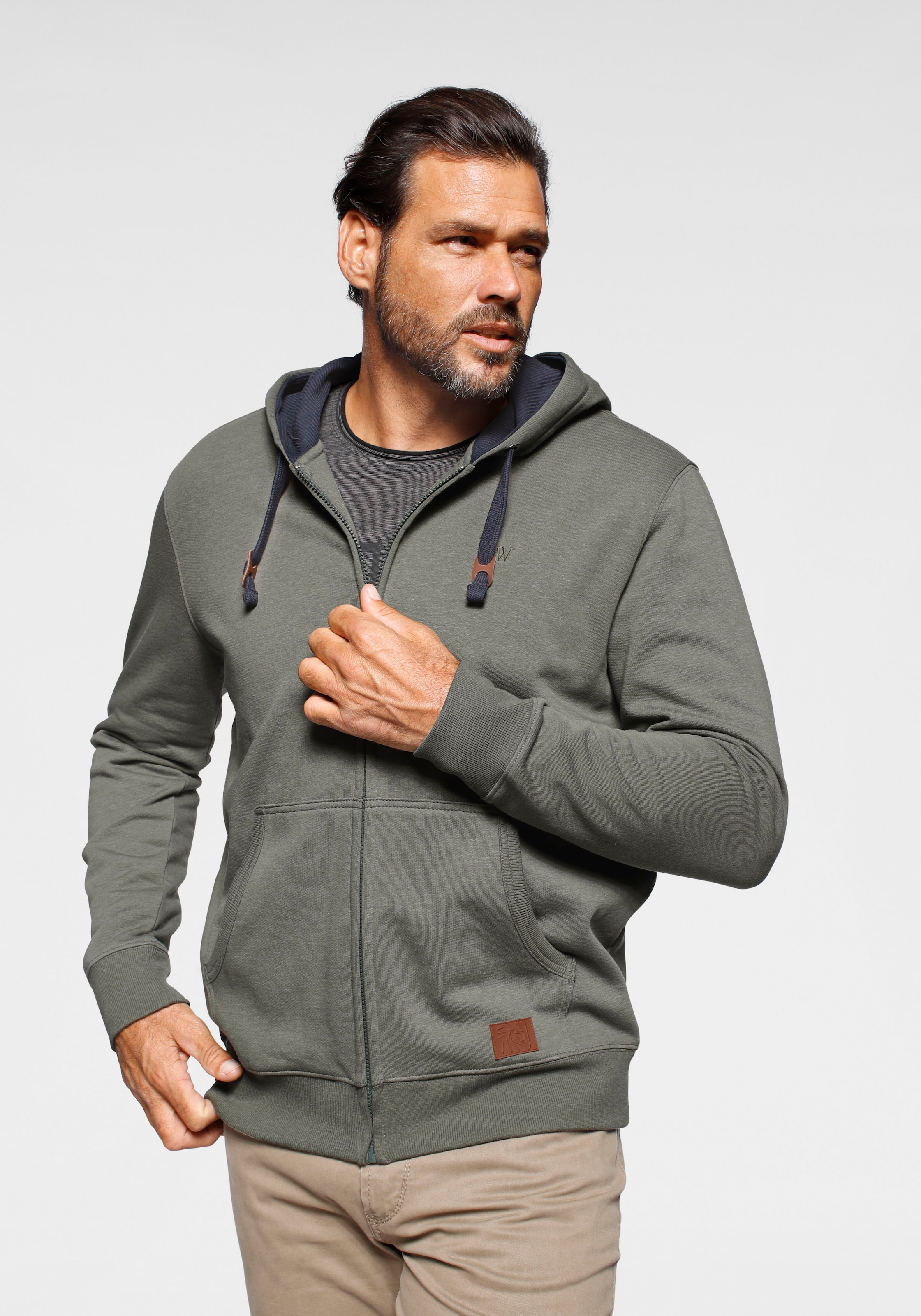 Man's World Kapuzensweatjacke, mit kontrastfarbigem Innenfutter