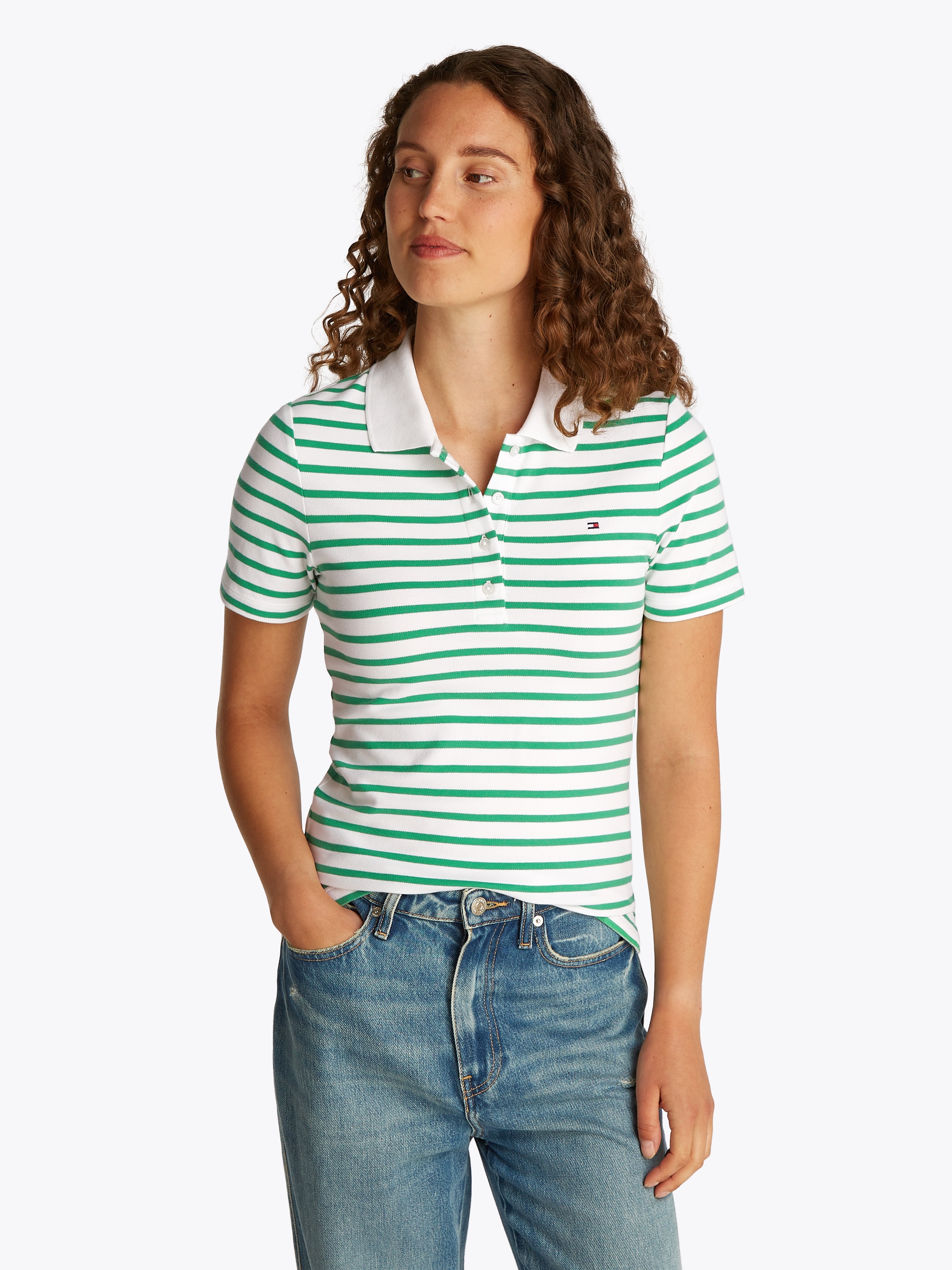 Tommy Hilfiger Poloshirt »1985 Slim Fit Pique Premium« mit Logostickerei, mit Seitenschlitzen