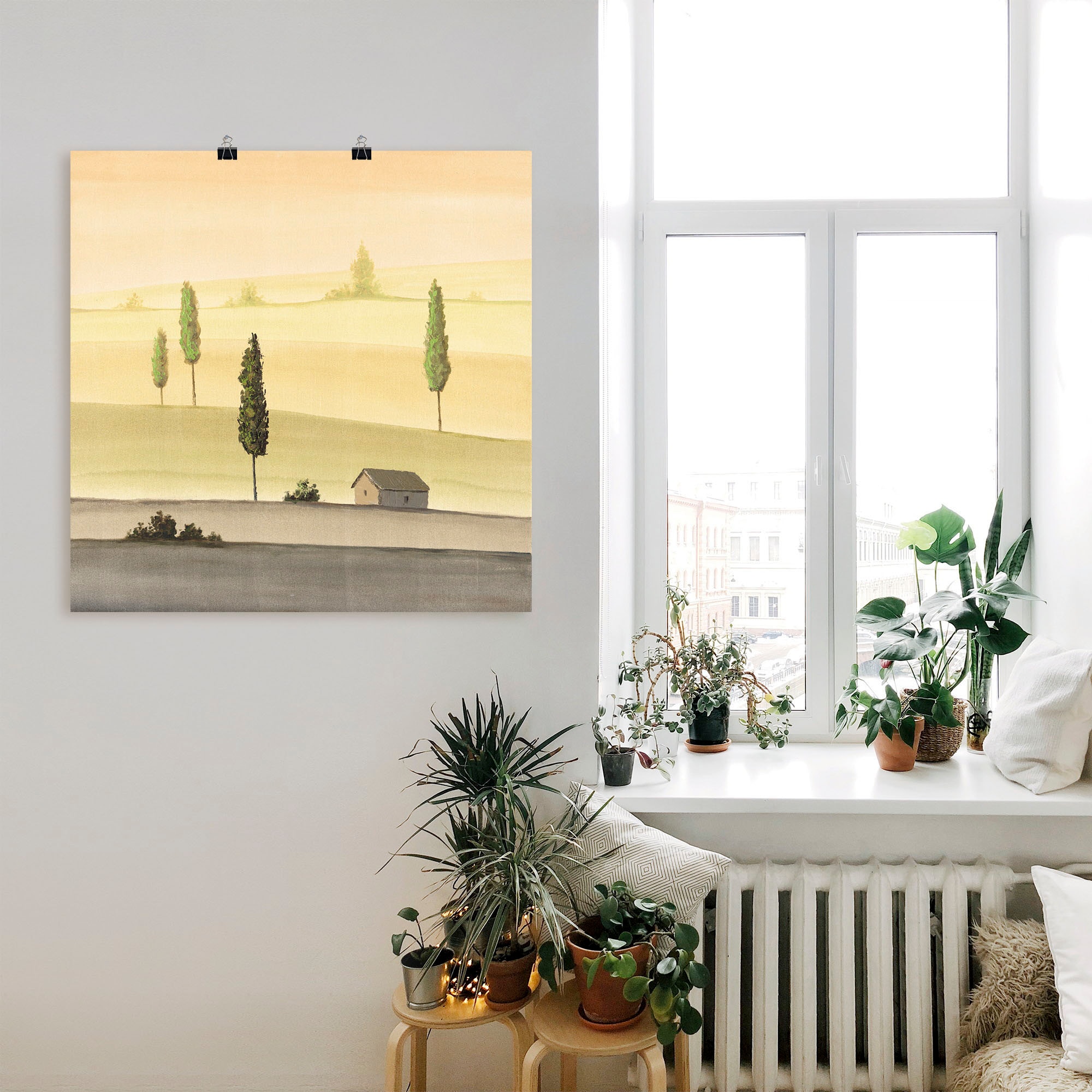 Artland Wandbild »Landschaft in Grün II«, Wiesen & Bäume, (1 St.)