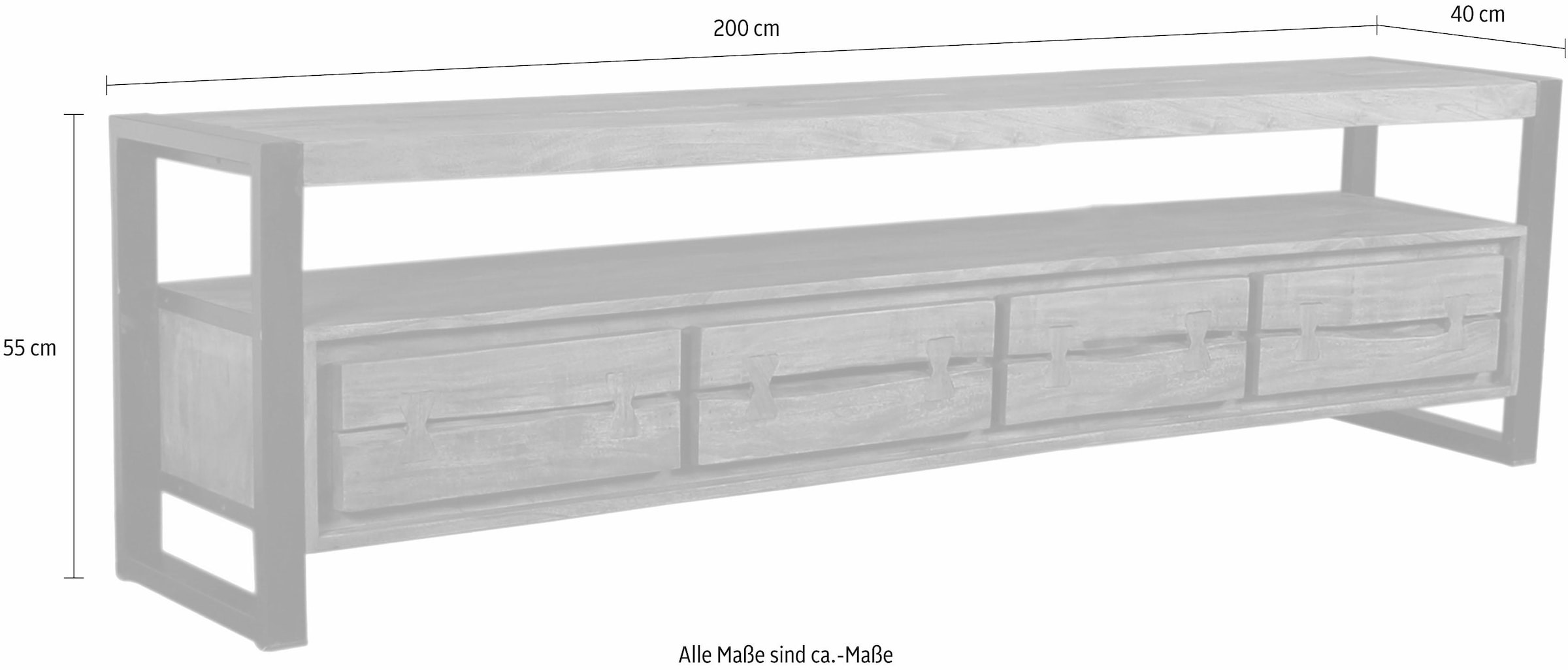 markanten Baumkanten mit SIT »Live kaufen in Jelmoli-Online Edge«, aus Akazienholz, ❤ Lowboard Front im der Shop