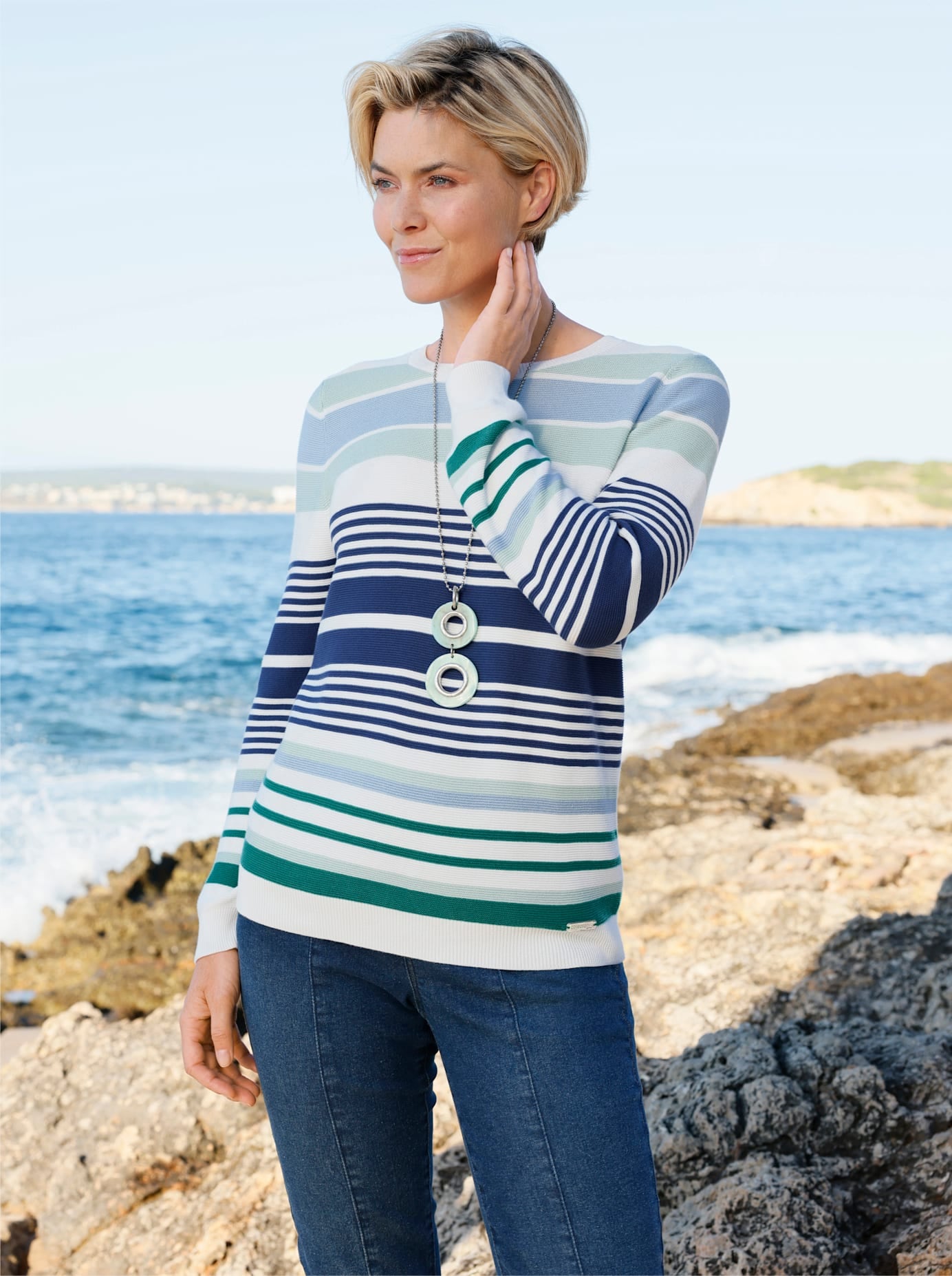 Casual Looks Rundhalspullover »Ringel-Pullover«