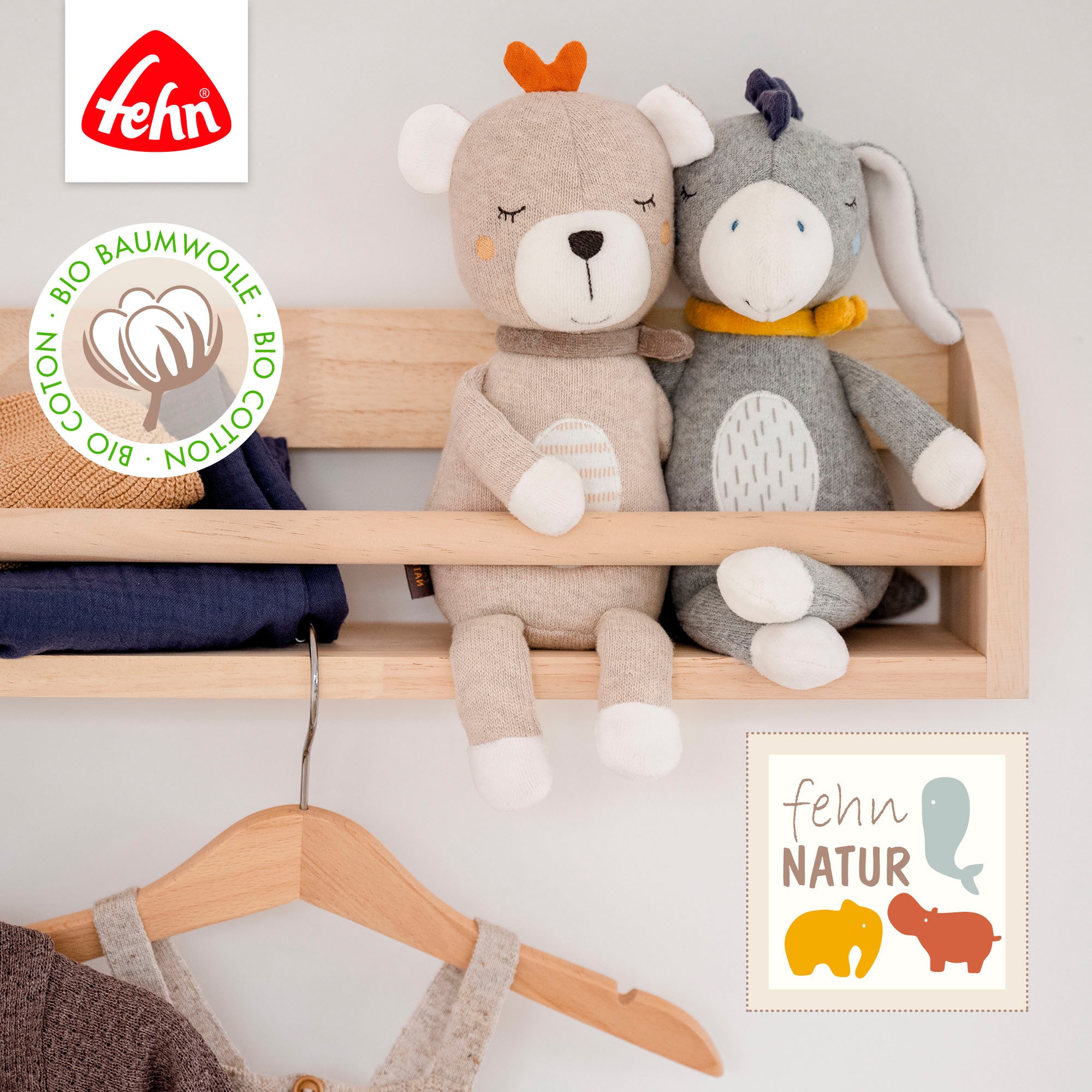 Fehn Kuscheltuch »fehnNATUR, Schmusetuch Teddy«, mit Schnuller-Befestigung