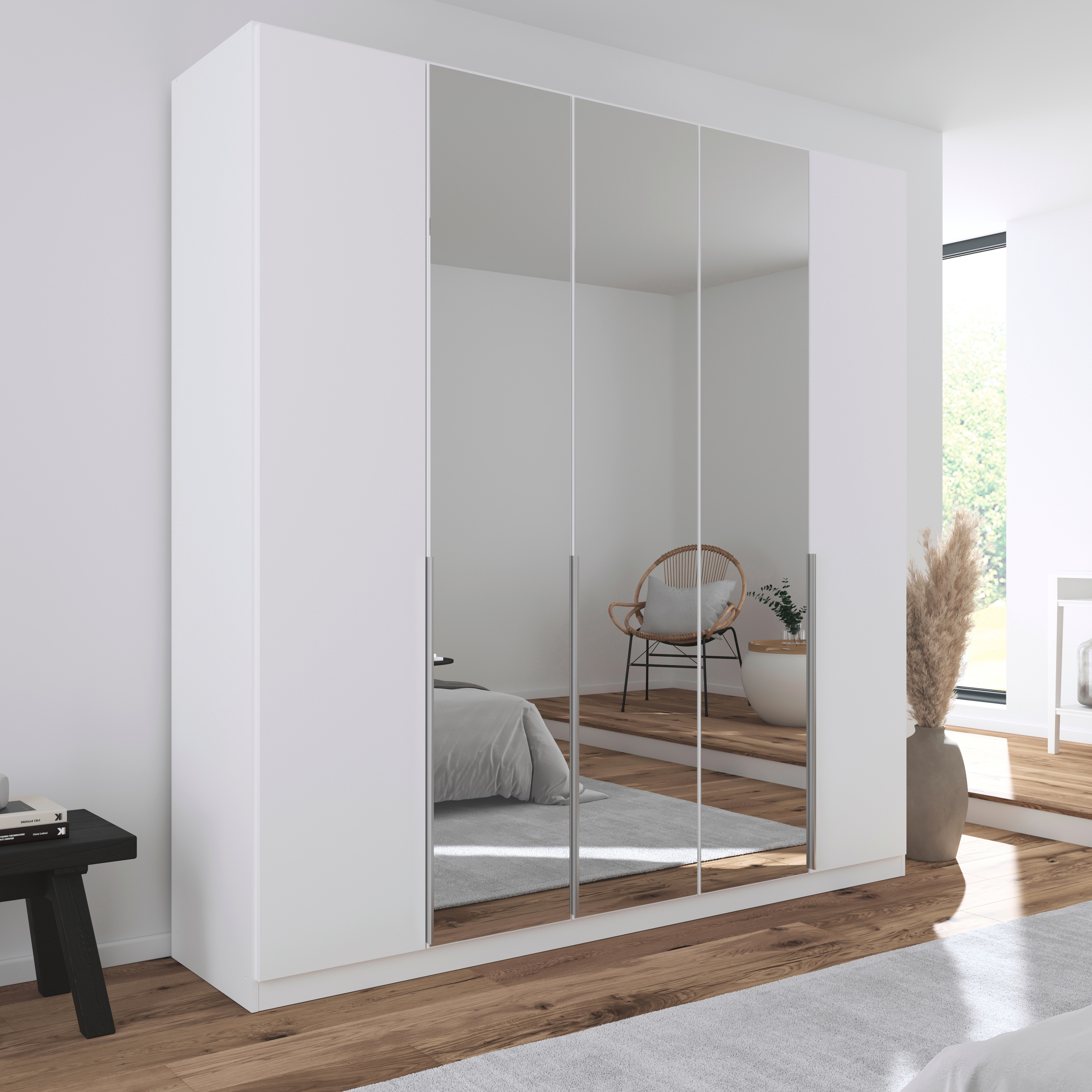 GOODproduct Drehtürenschrank "Kleiderschrank Schrank Garderobe AGORDO mit Dekor- oder Hochglanzfront" in zwei Griff-Farben, Breiten 91-405 cm, durchdachte Innenausstattung, in 8 Breiten und 2 Höhen MADE IN GERMANY