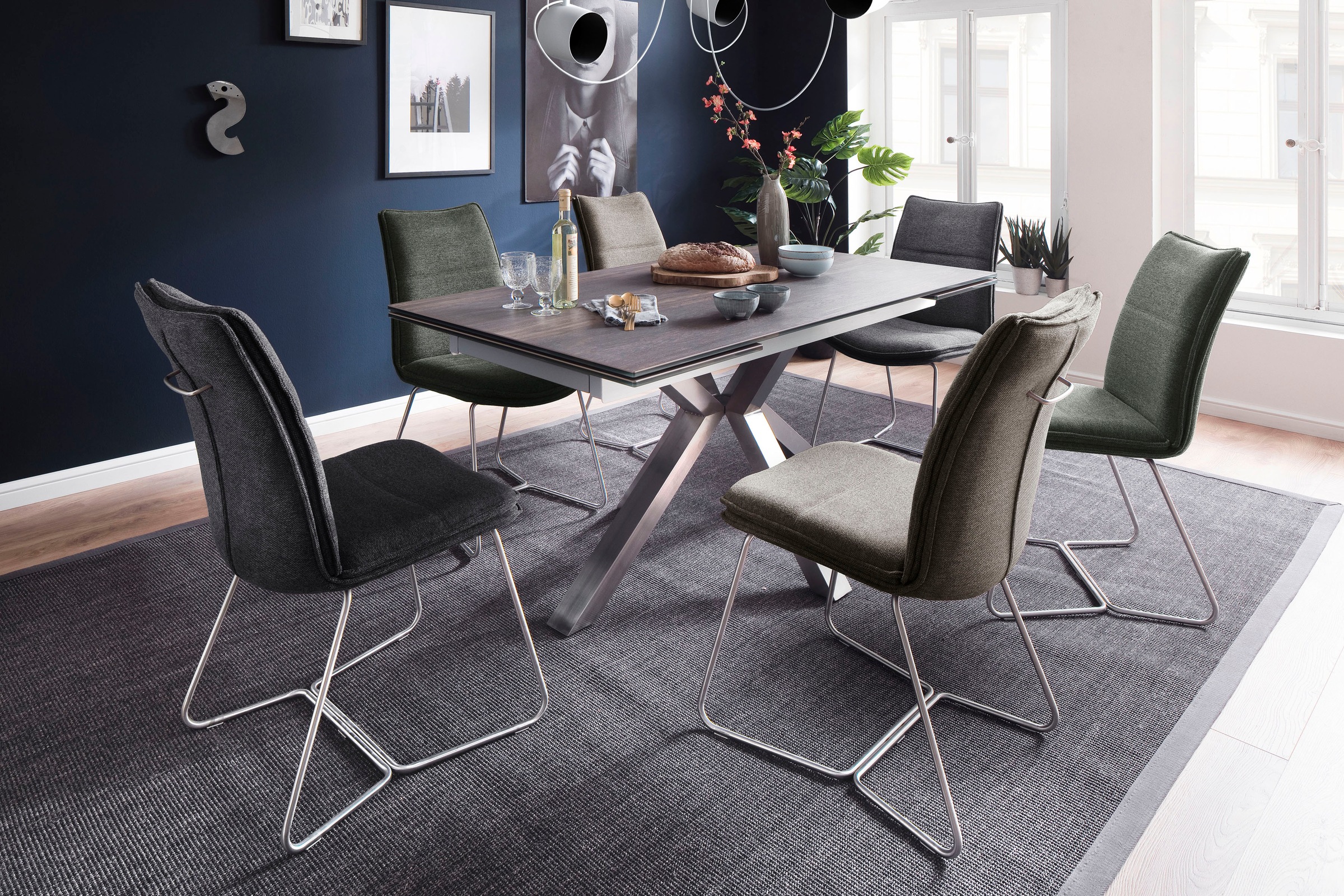 MCA furniture Esstisch »Nagano«, Esstisch Glas-Keramik mit Stirnauszug