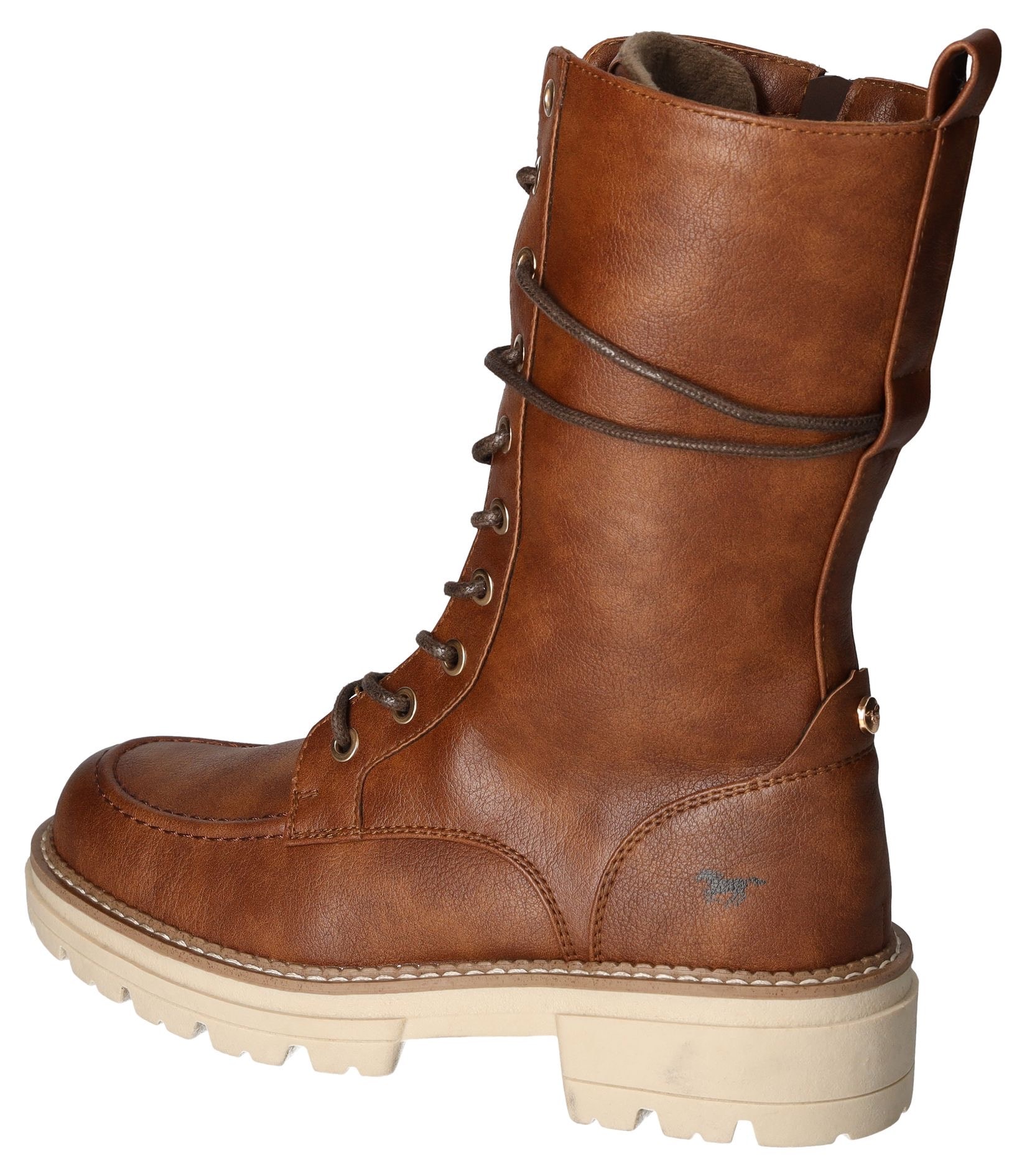Mustang Shoes Schnürstiefelette, Reissverschluss-Boots, Schnürboots, Kurz-Stiefel mit Blockabsatz