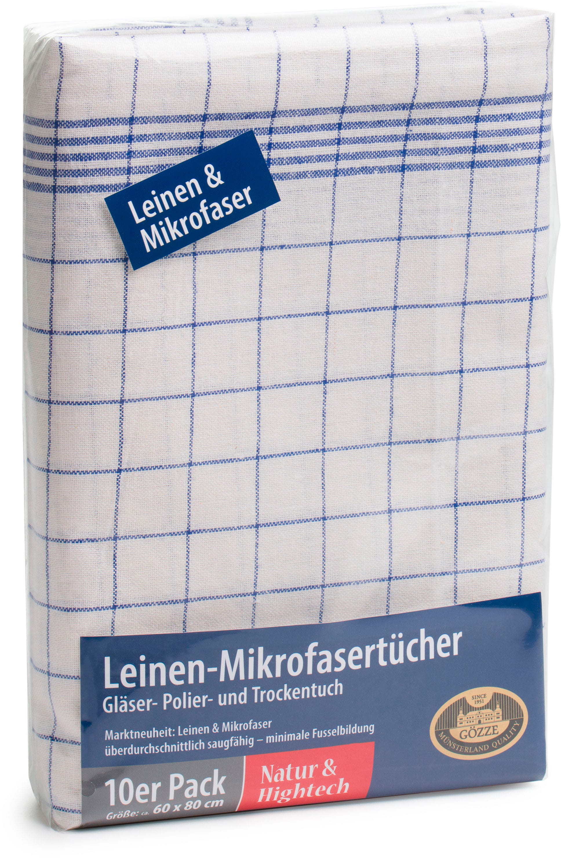 Gözze Geschirrtuch »Gläser und Poliertuch, Des. 60053, 60x80 cm«, (Set, 10 tlg.), Mikrofaser