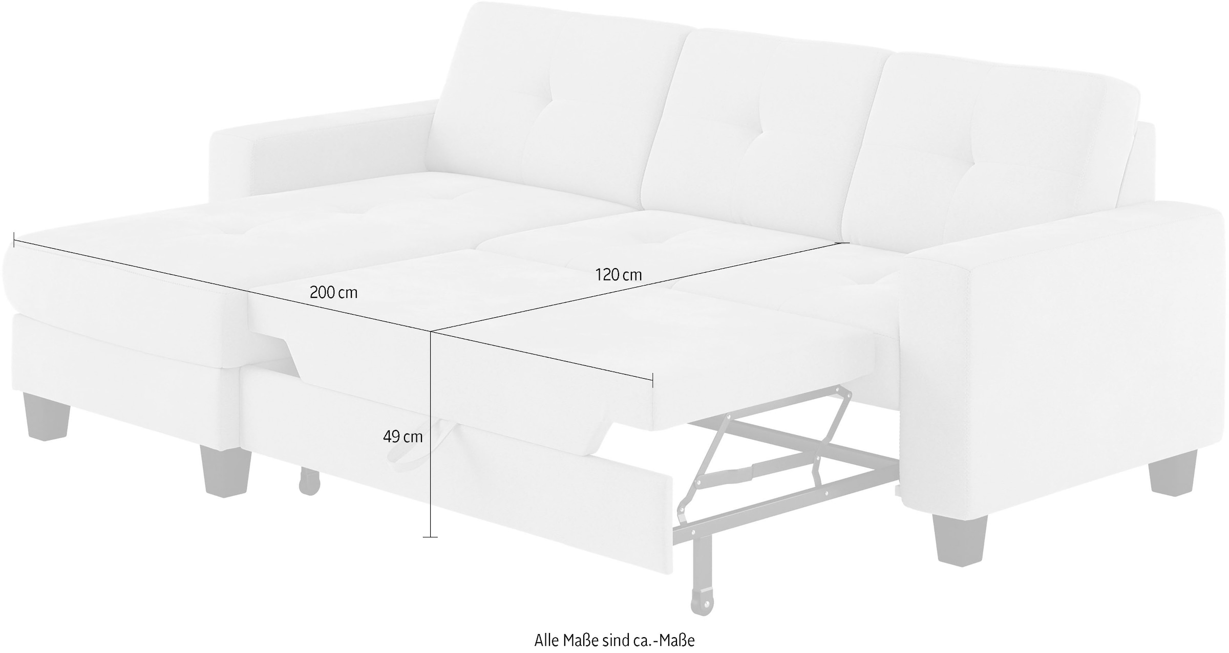 Places of Style Ecksofa »Varese«, wahlweise mit Bettfunktion und Bettkasten
