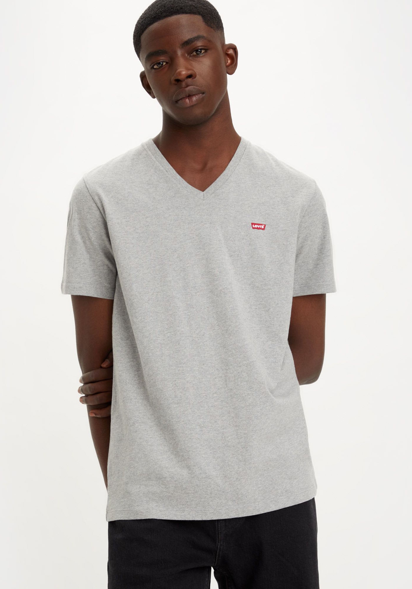 Levi's® V-Shirt »LE ORIGINAL HM VNECK« mit Logostickerei