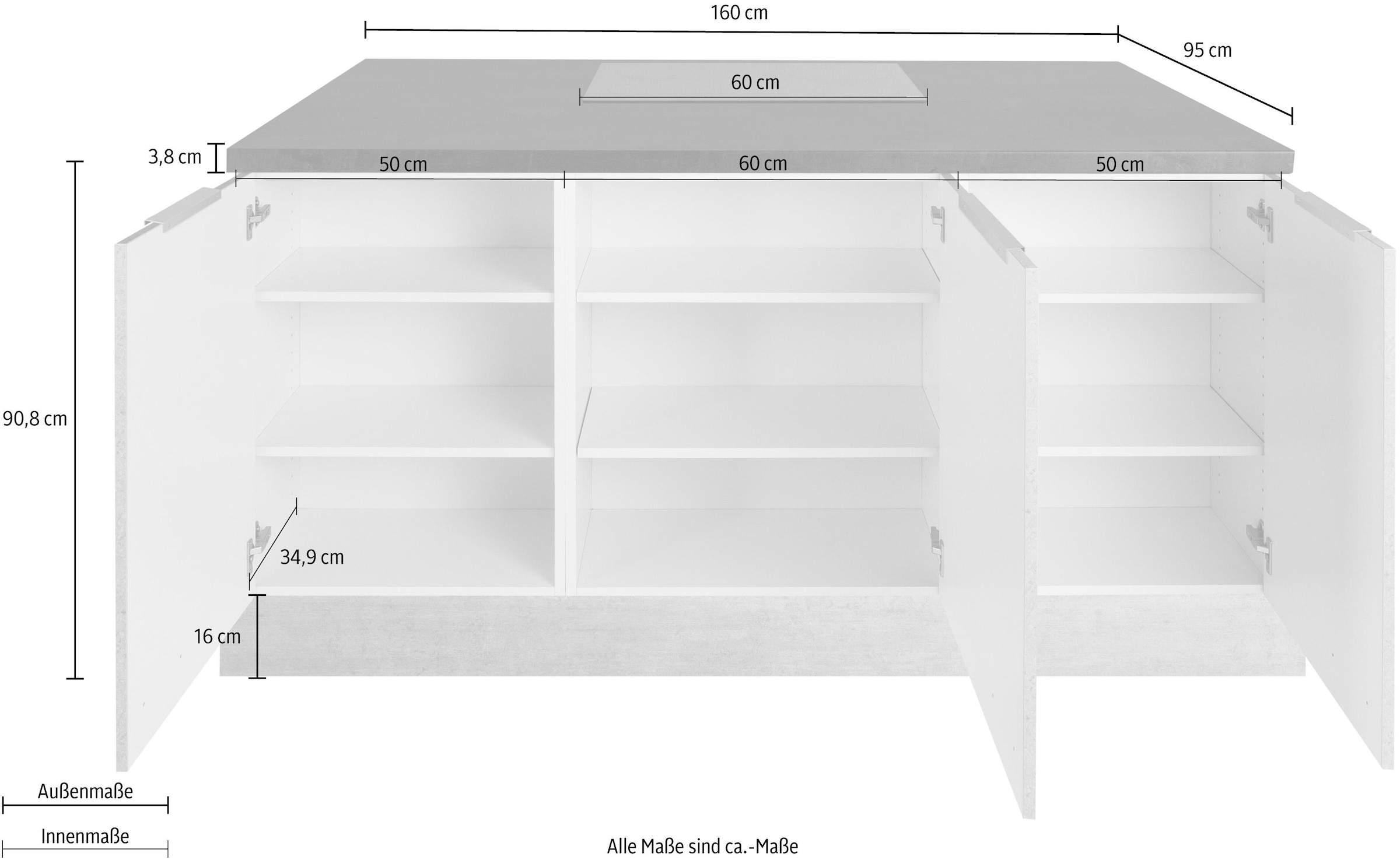 ❤ OPTIFIT Kücheninsel »Tara«, mit Vollauszügen und Soft-Close-Funktion,  Stellbreite 160 x 95 cm kaufen im Jelmoli-Online Shop