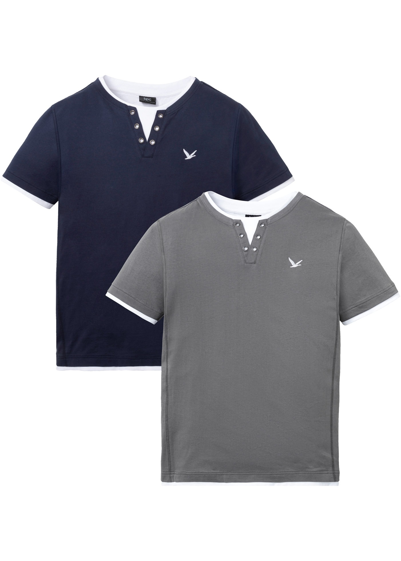 bonprix 2-in-1-Shirt »2 in 1 Shirt, Kurzarm (2er Pack)« Packung, 2, 2 Stk. 2 in 1 Shirt, Kurzarm (2er Pack)