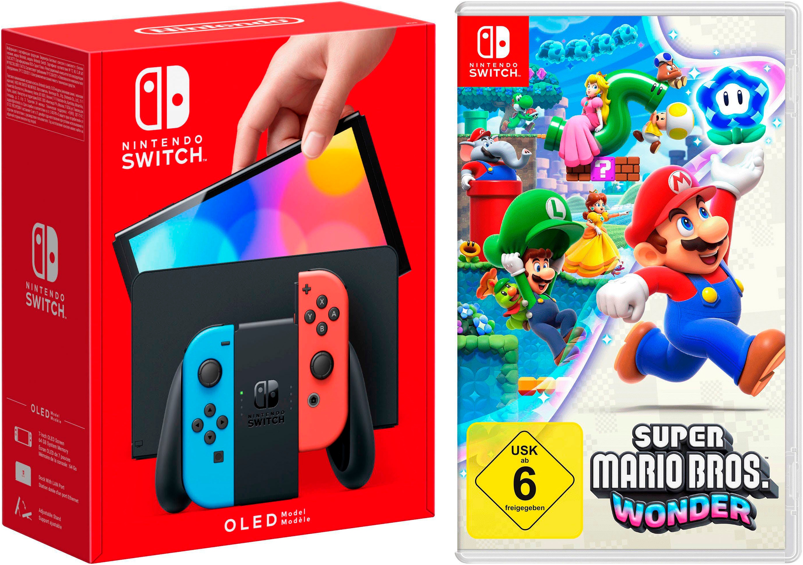 Nintendo Switch Konsolen-Set »OLED + Super Mario Bros. Wonder« 64 GB