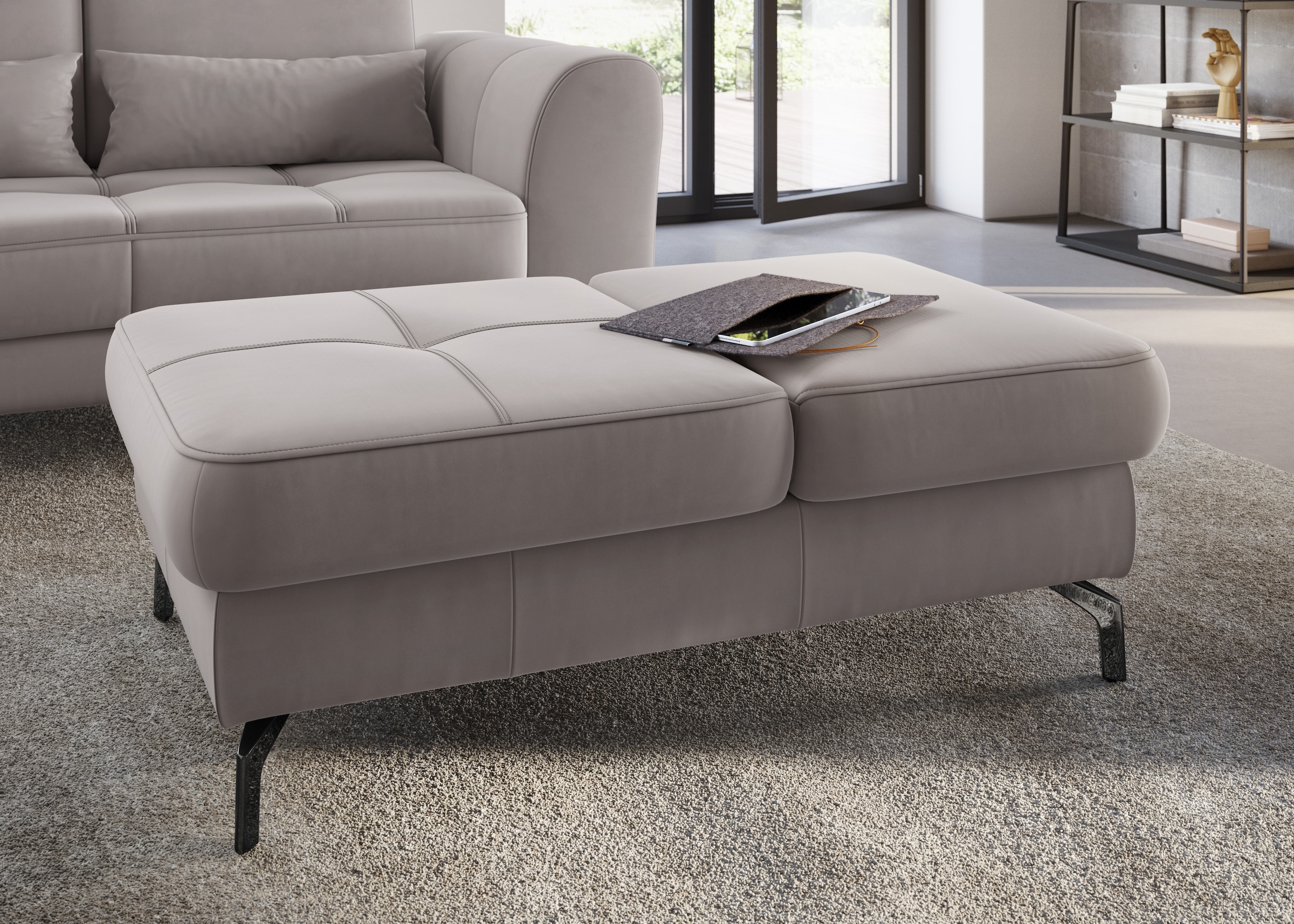sit&more Hocker "Bendigo" mit Klappfunktion, Bodenfreiheit 12 cm, wahlweise in 2 Fussfarben