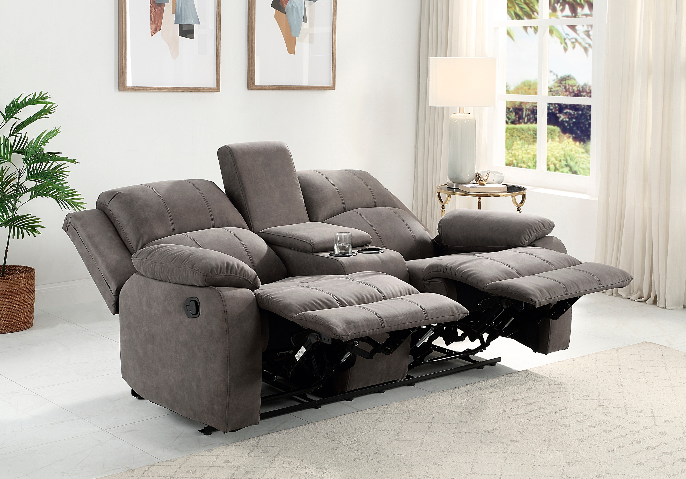 OTTO home 2-Sitzer "Cicero, Lederoptik, Kinosofa, man. Relaxfunktion, TV-Sessel, B: 173cm" 2 Getränkehalter und Staufach, Federkern, extra bequem