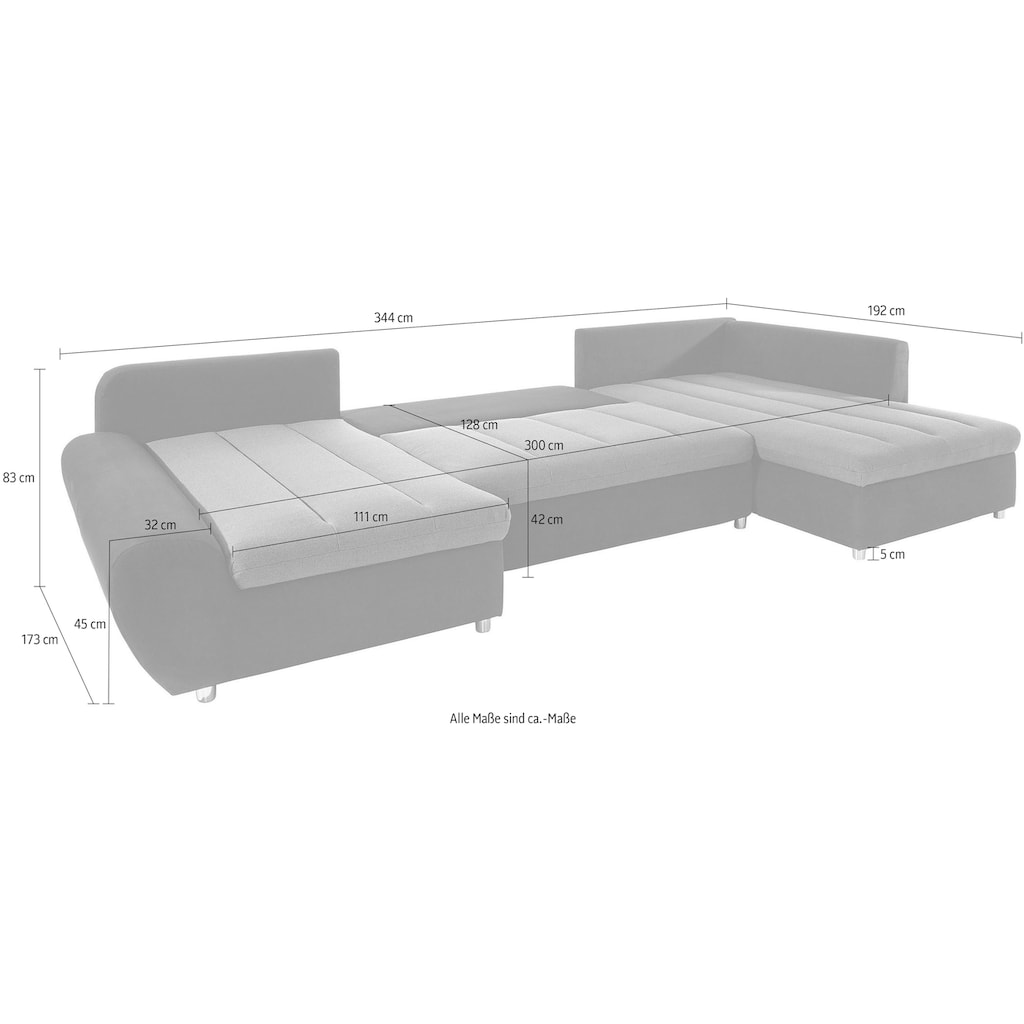 sit&more Wohnlandschaft »Bandos«, in 2 unterschiedlichen Grössen, wahlweise mit Bettfunktion + Bettkasten
