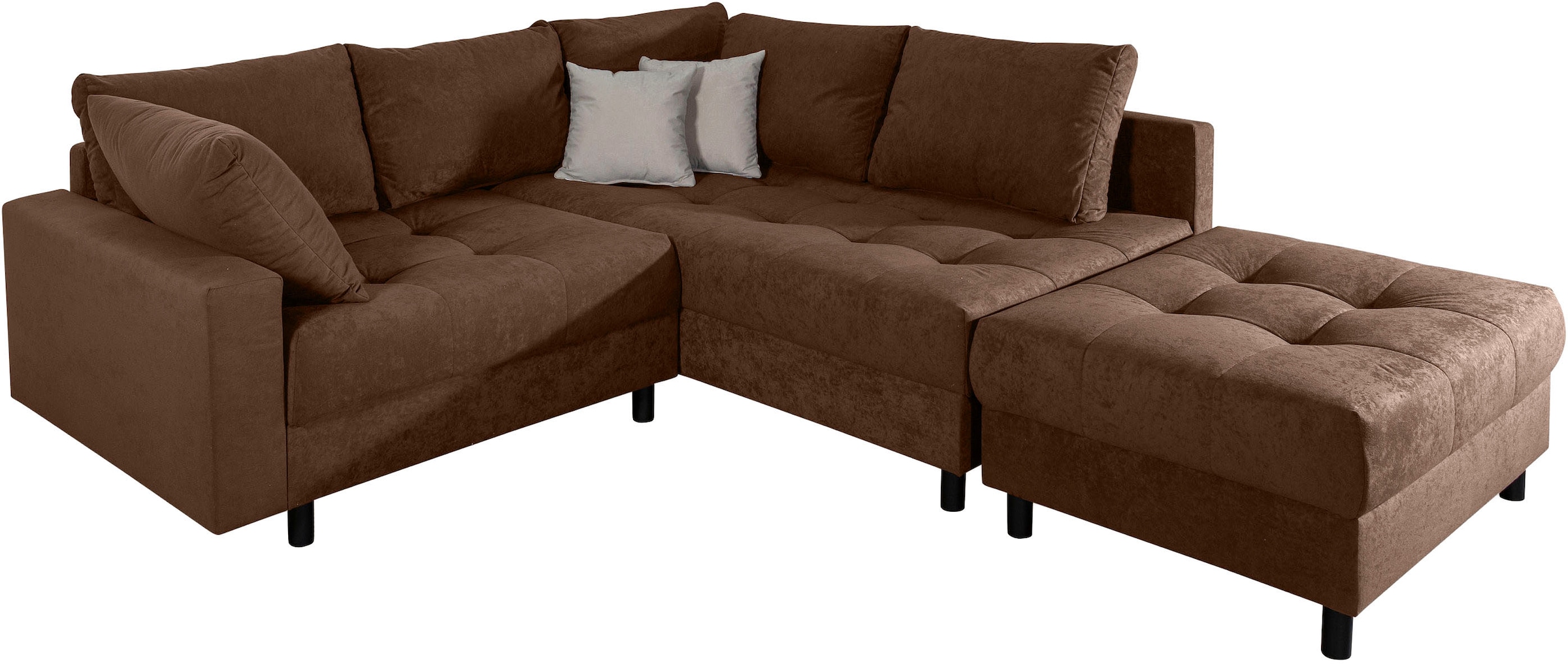 Home affaire Ecksofa »Toni L-Form, B: 215 cm«, mit Hocker & 2 Zierkissen, Federkern