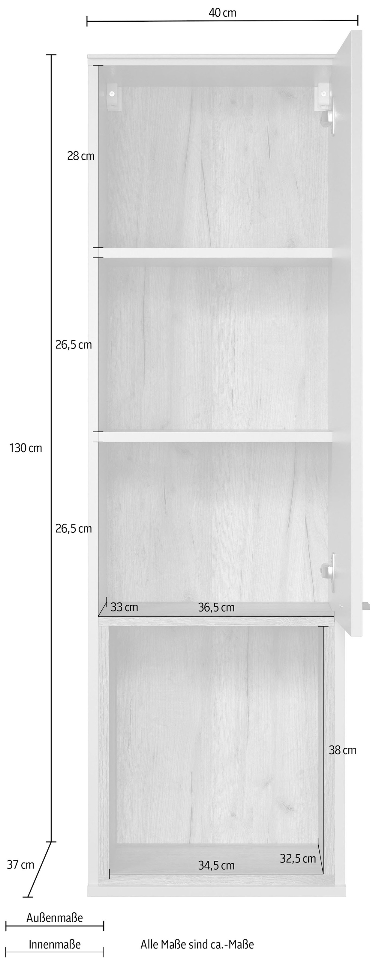 Places of Style Hängevitrine »San Pedro«, (1 St.), Hängeschrank, 1 Tür, 1 Fach & Soft-Close - (B/T/H) 40/37/130 cm