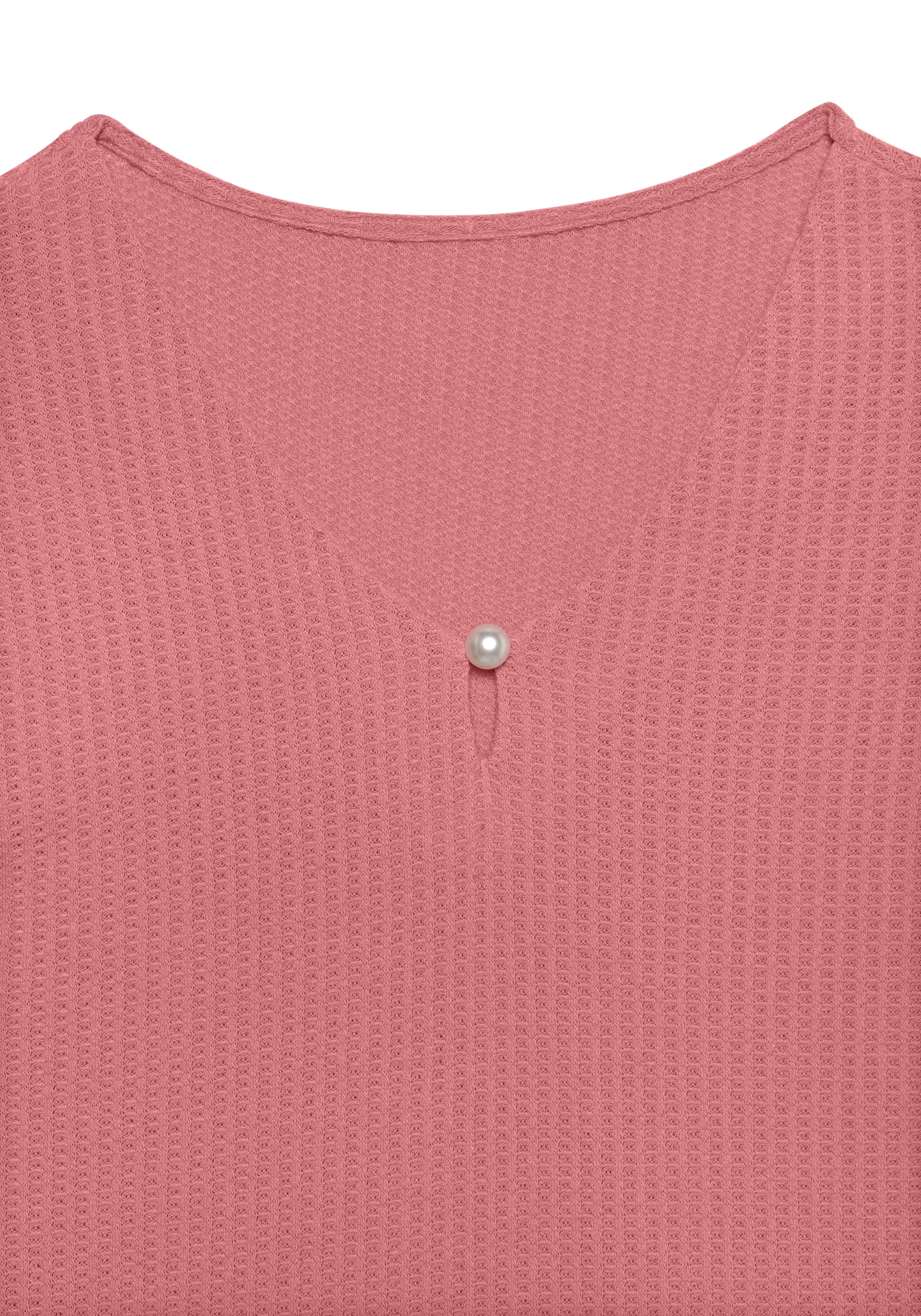 LASCANA Kurzarmshirt »mit Zierperle«, (2er-Pack), aus weicher Piqué-Qualität