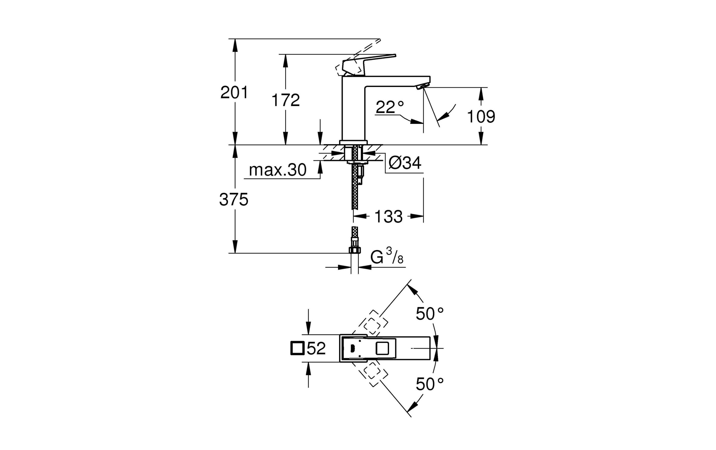 Grohe Badarmatur »Eurocube Einhand Waschtischbatterie«