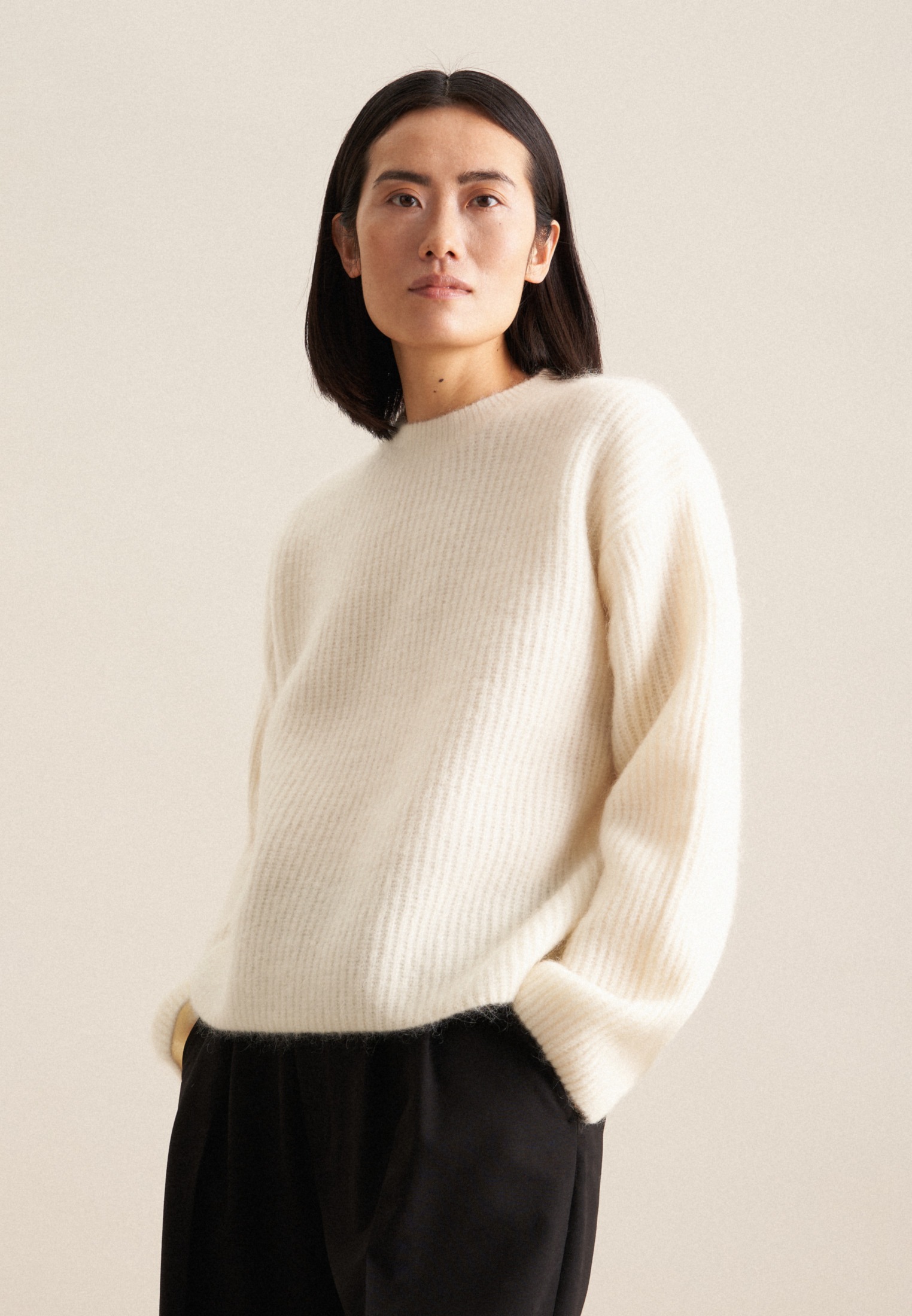 seidensticker Strickpullover »Schwarze Rose« Langarm Rundhals Uni