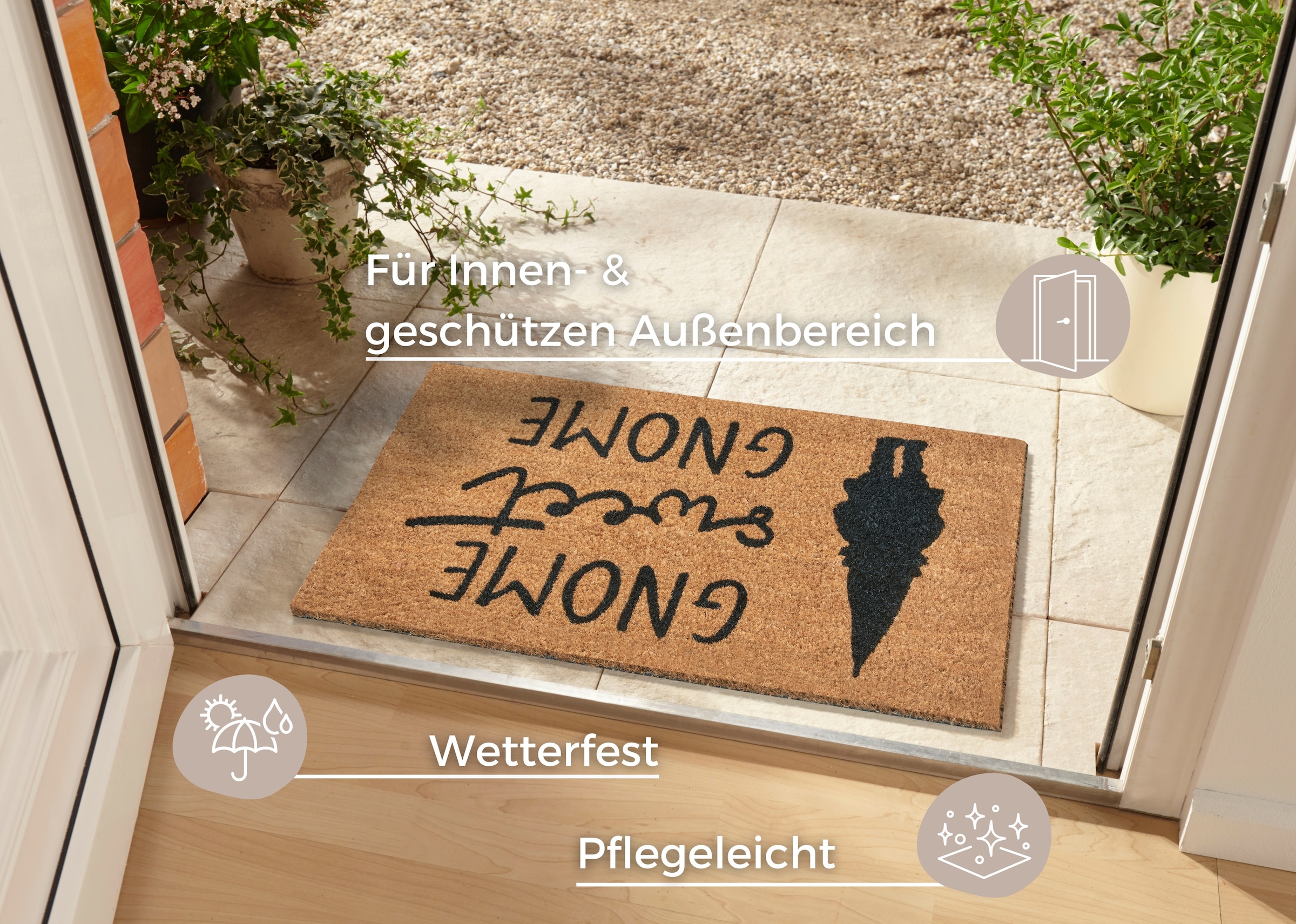 HANSE Home Fussmatte »Mix Mats Kokos Sweet Gnome«, rechteckig, 15 mm Höhe, Weihnachten, Schmutzfangmatte, Outdoor, Rutschfest, Innen, Kokosmatte