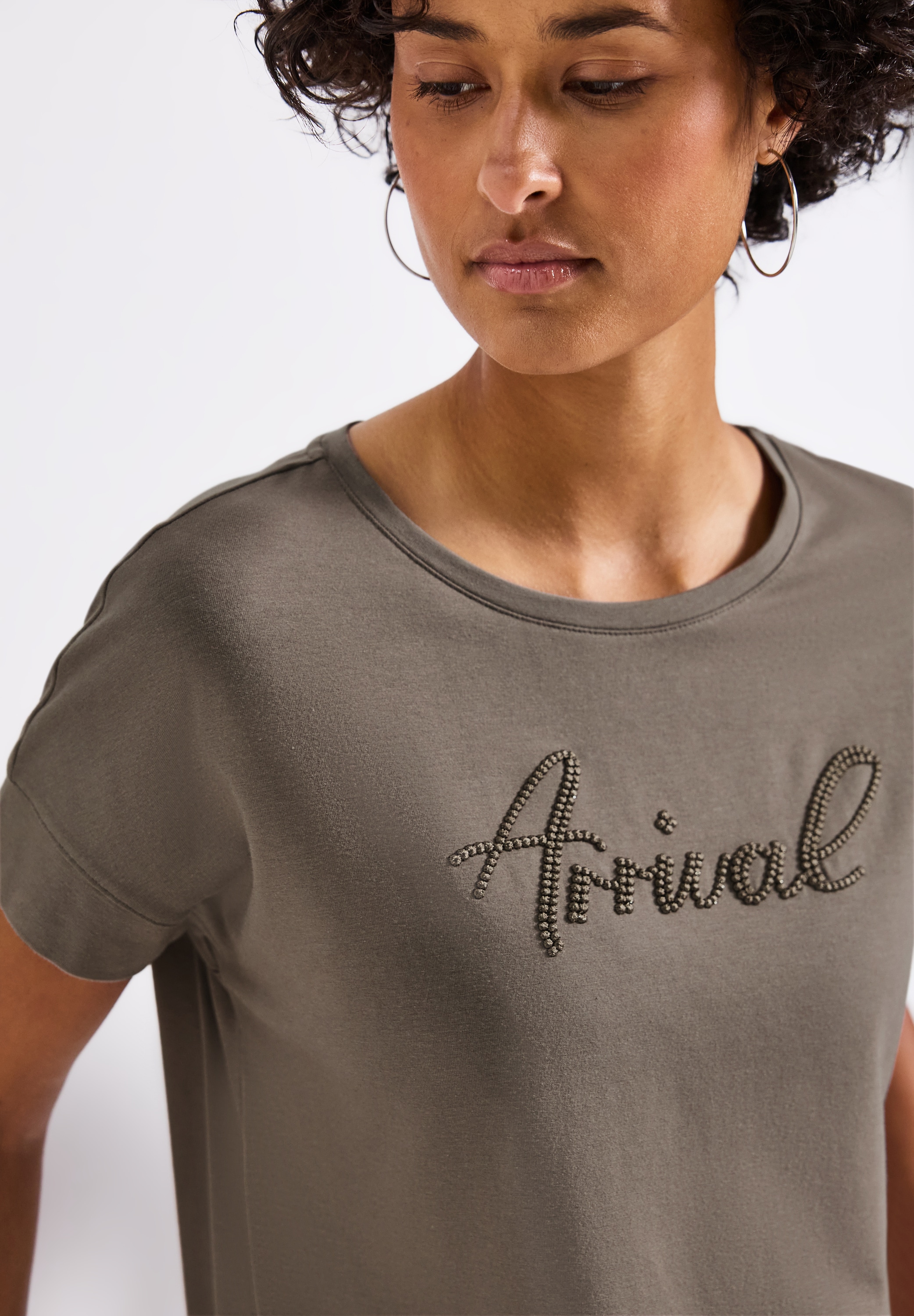 STREET ONE Shirttop, mit Wording-Stickerei