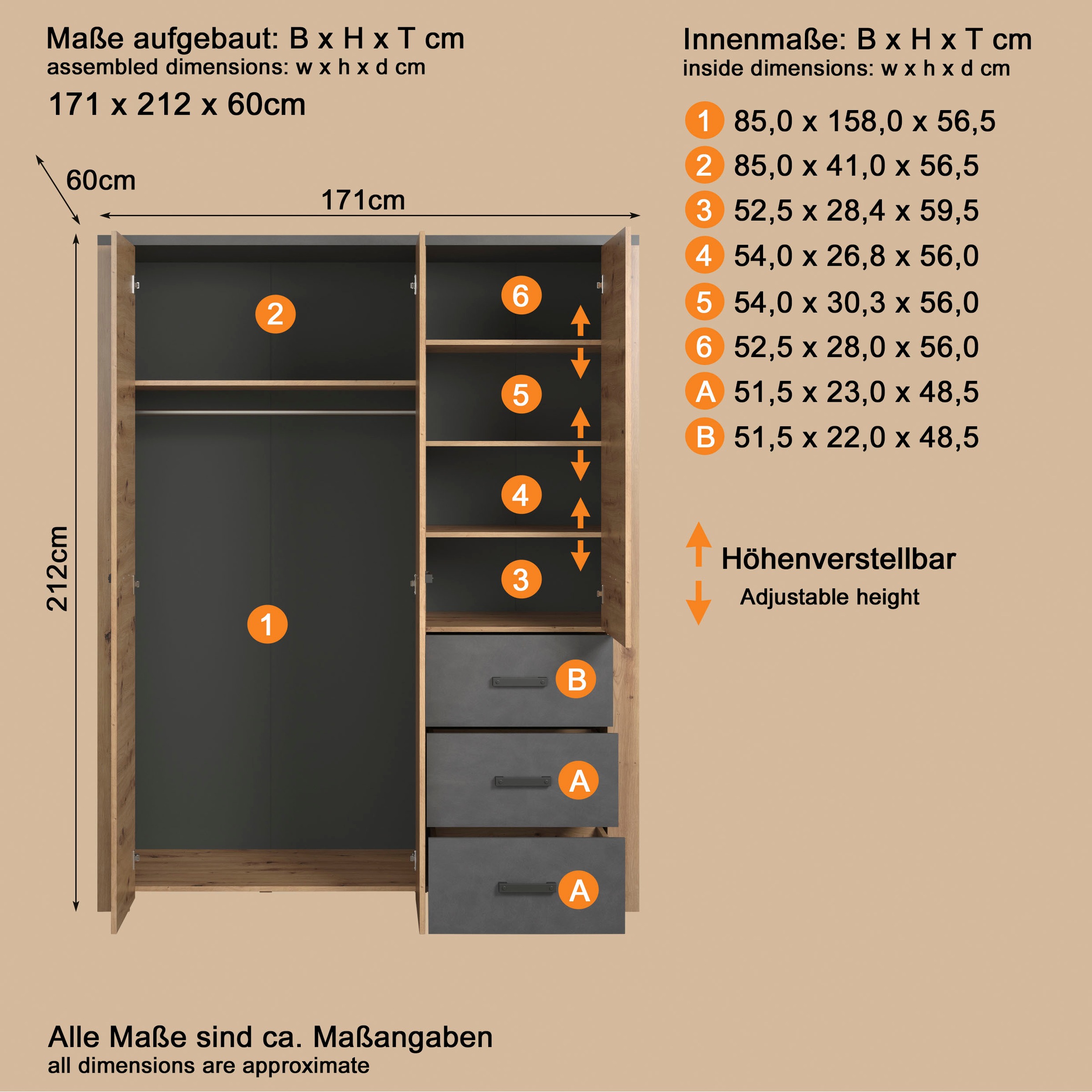 Home affaire Kleiderschrank »Ambres«, (1 St.)