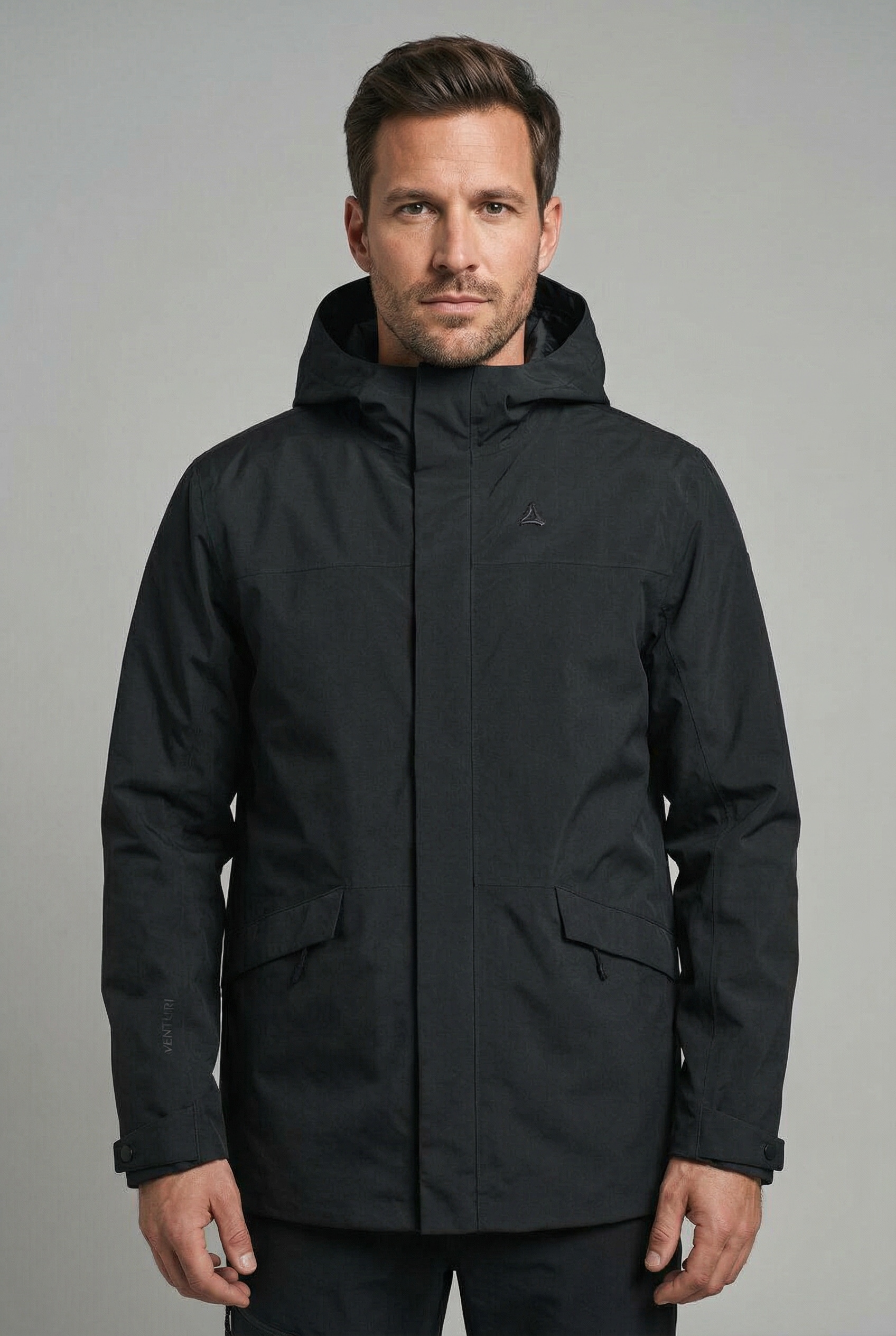 Schöffel Regenjacke "CIRC Jacket Style Smue MEN" mit Kapuze mit Reissverschlusstaschen und Innentasche, wasserdicht, atmungsaktiv