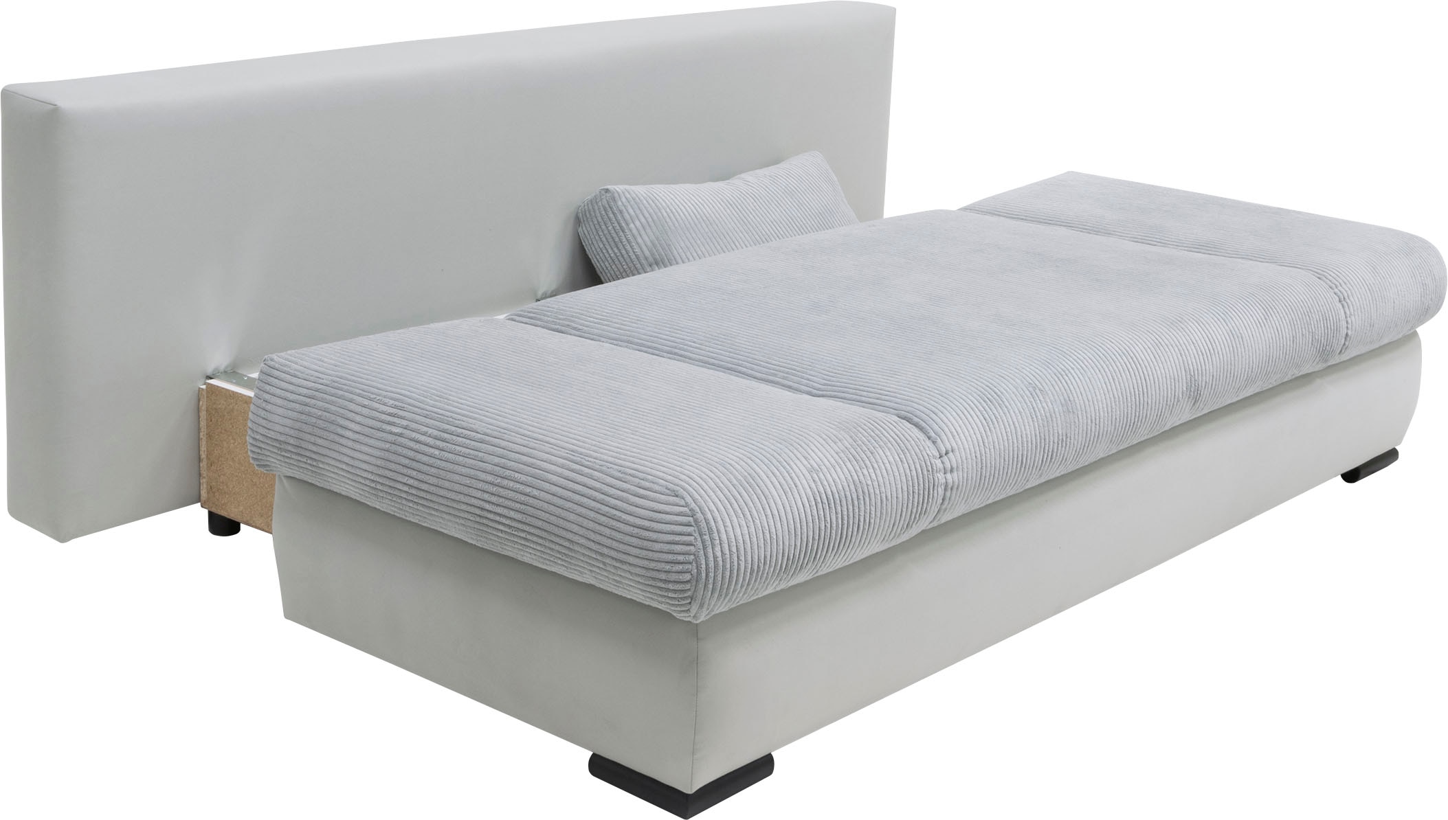 COLLECTION AB Schlafsofa »Chicago mit Bettfunktion, Schlafcouch«, inklusive Bettkasten, Cord-Samt Bezug, hellgrau