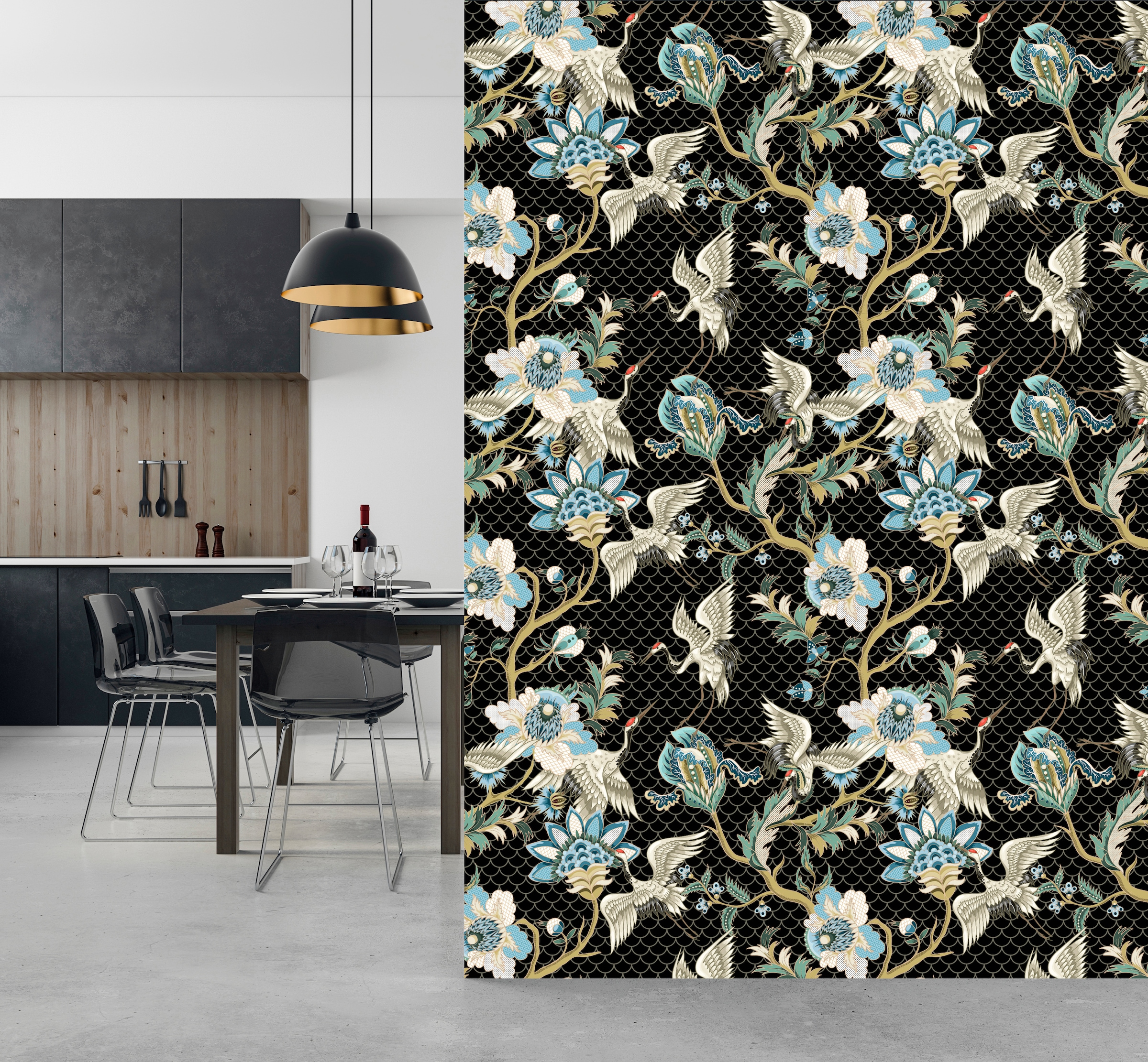 queence Vinyltapete »Darcy«, bedruckt-Motiv-botanisch-floral-gemustert-natürlich, 90x250cm, selbstklebend, kinderleichte Anbringung, Sticker