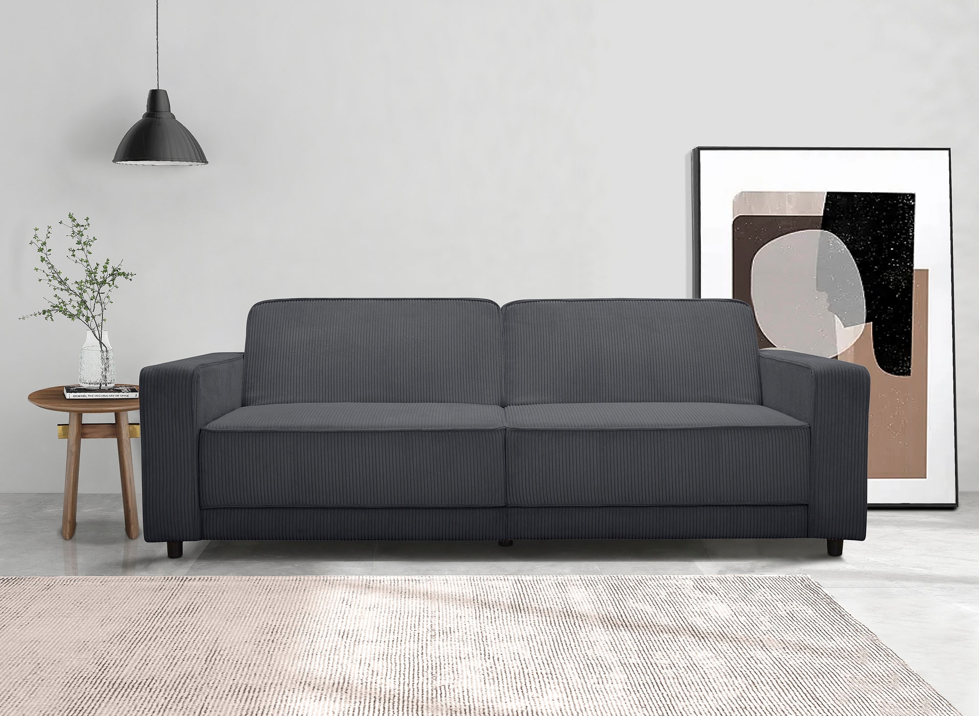 Dorel Home 3-Sitzer »Allie Schlafsofa 225 cm«, Bett-Funktion (108/190cm), trendiger Cord o. pflegeleichter Velours