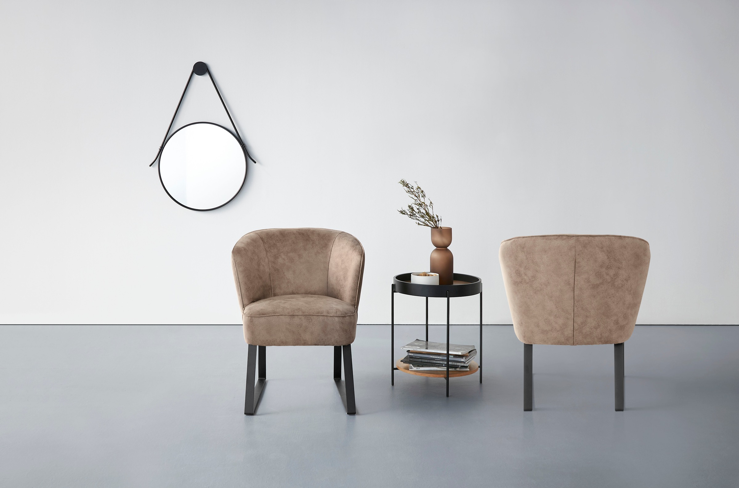 exxpo - sofa fashion Sessel »Americano, Loungesessel«, mit Keder und Metallfüssen, Bezug in verschiedenen Qualitäten, 1 Stck.