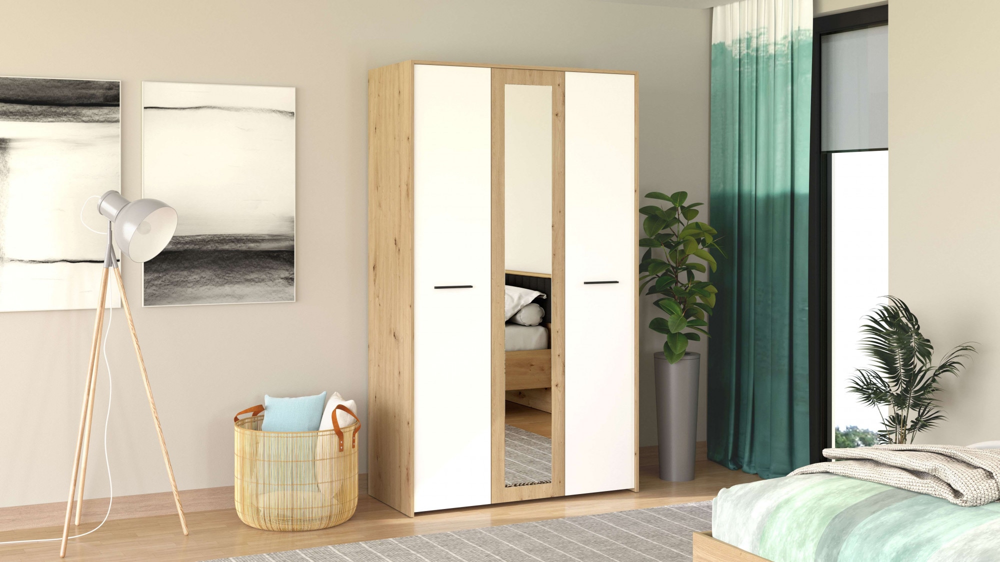 INOSIGN Kleiderschrank »Varadero, 2 moderne Farbkombinationen mit schwarzen Griffen«, mit 1 Spiegeltür, in den Breiten 119 und 157cm, FSC-zertifiziert