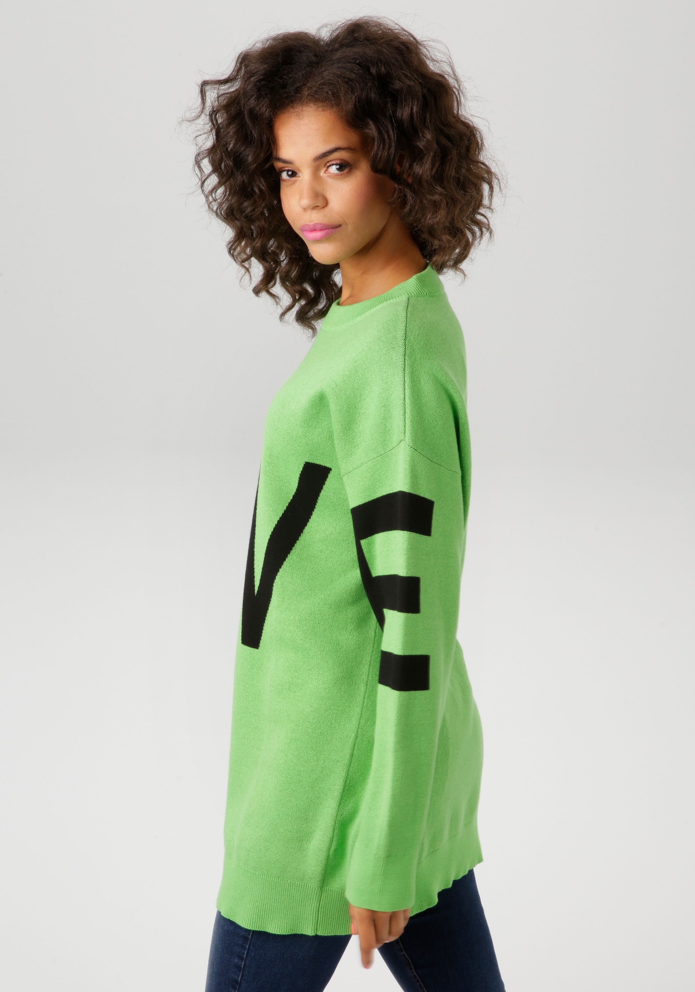 Aniston CASUAL Strickpullover, mit eingestricktem LOVE-Schriftzug