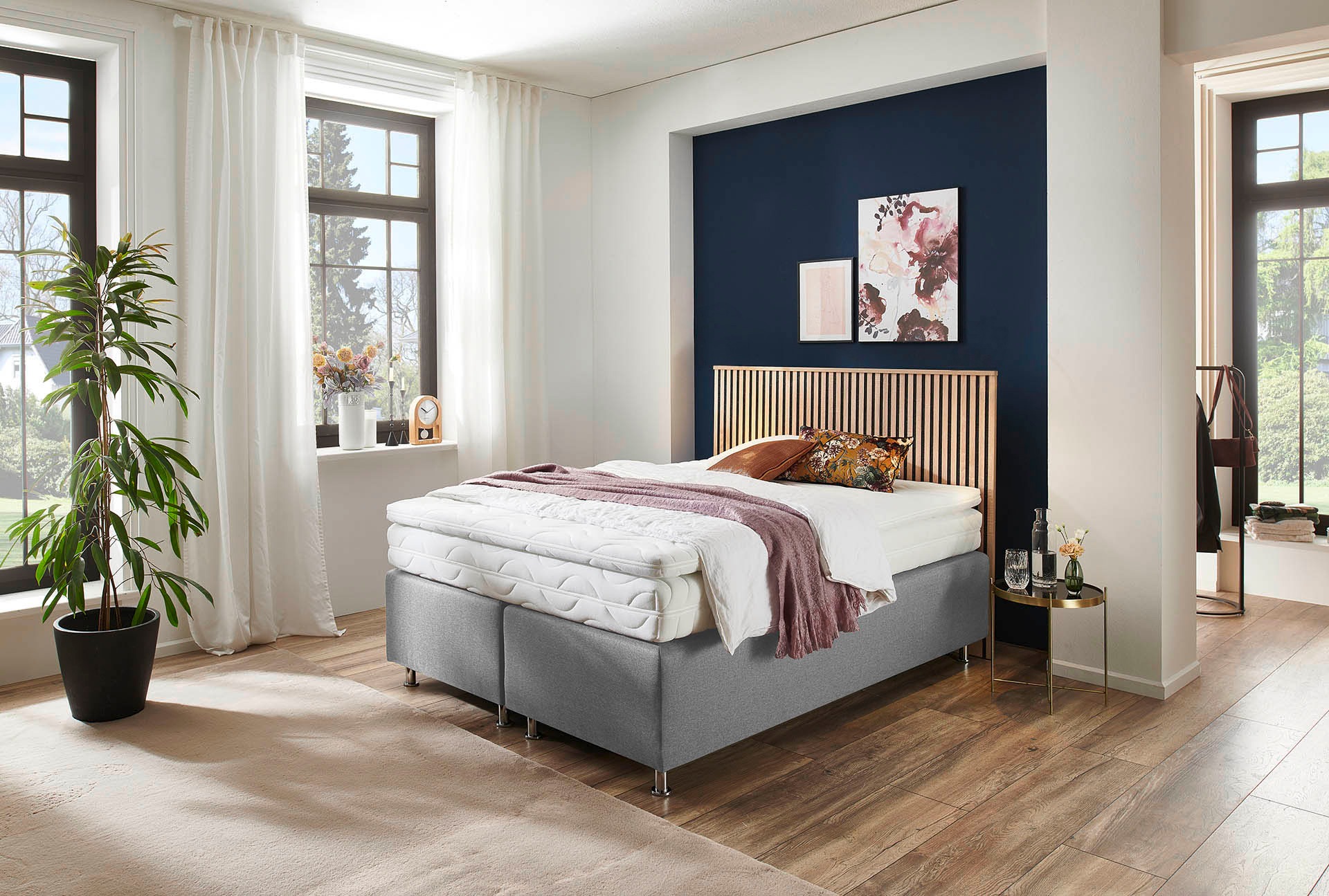 Westfalia Schlafkomfort Boxspringbett »Quercus«, wahlweise mit LED-Beluchtung, 3 Matratzenarten zur Auswahl