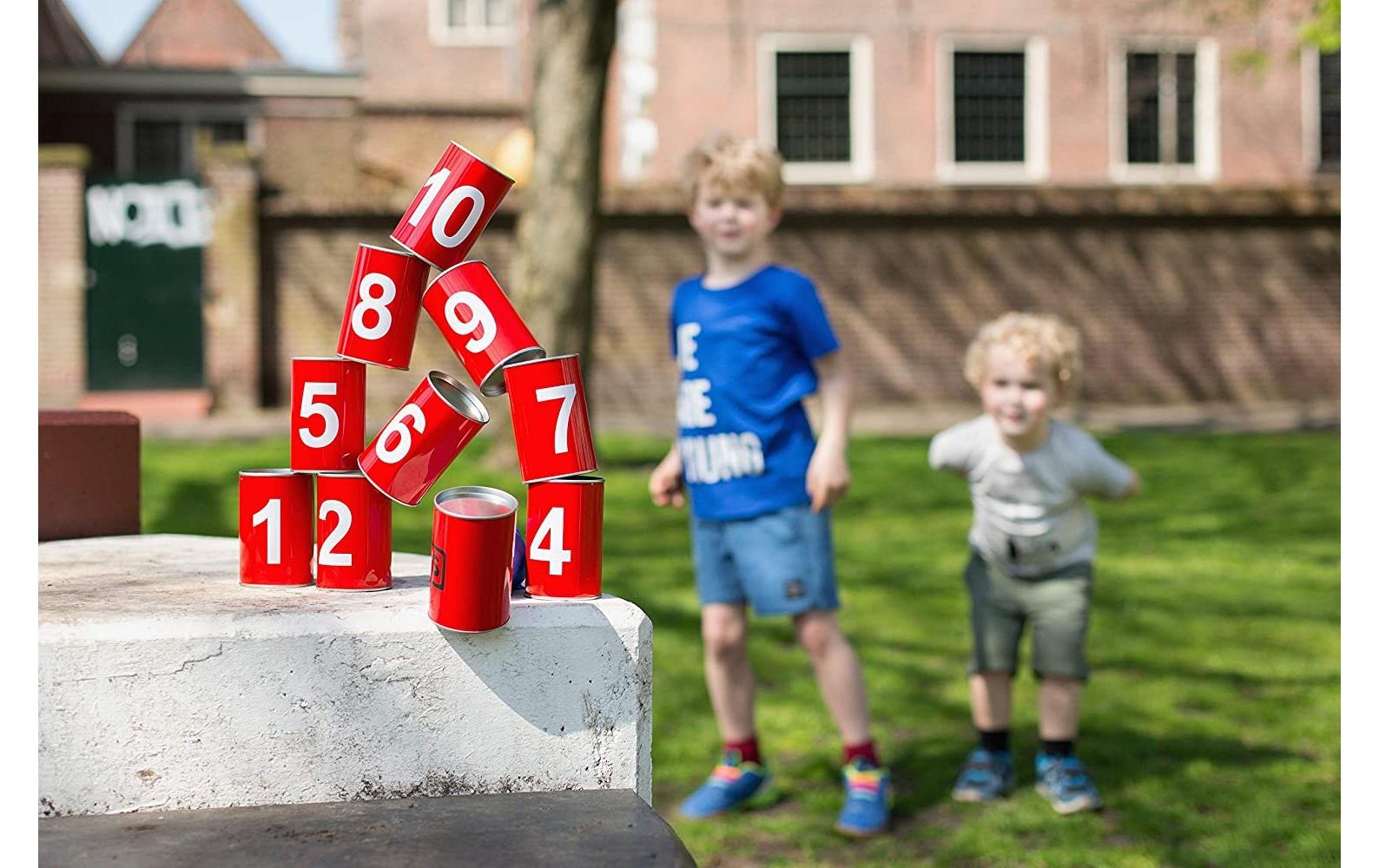 Spiel »Büchsenwerfen rot mit Zahlen«