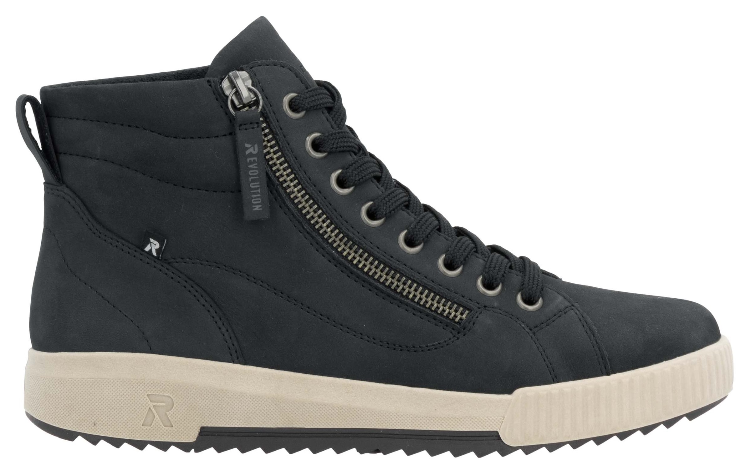 RIEKER Sport Schnürboots, Stiefelette, High Top Sneaker, Freizeitboots mit Reissverschluss