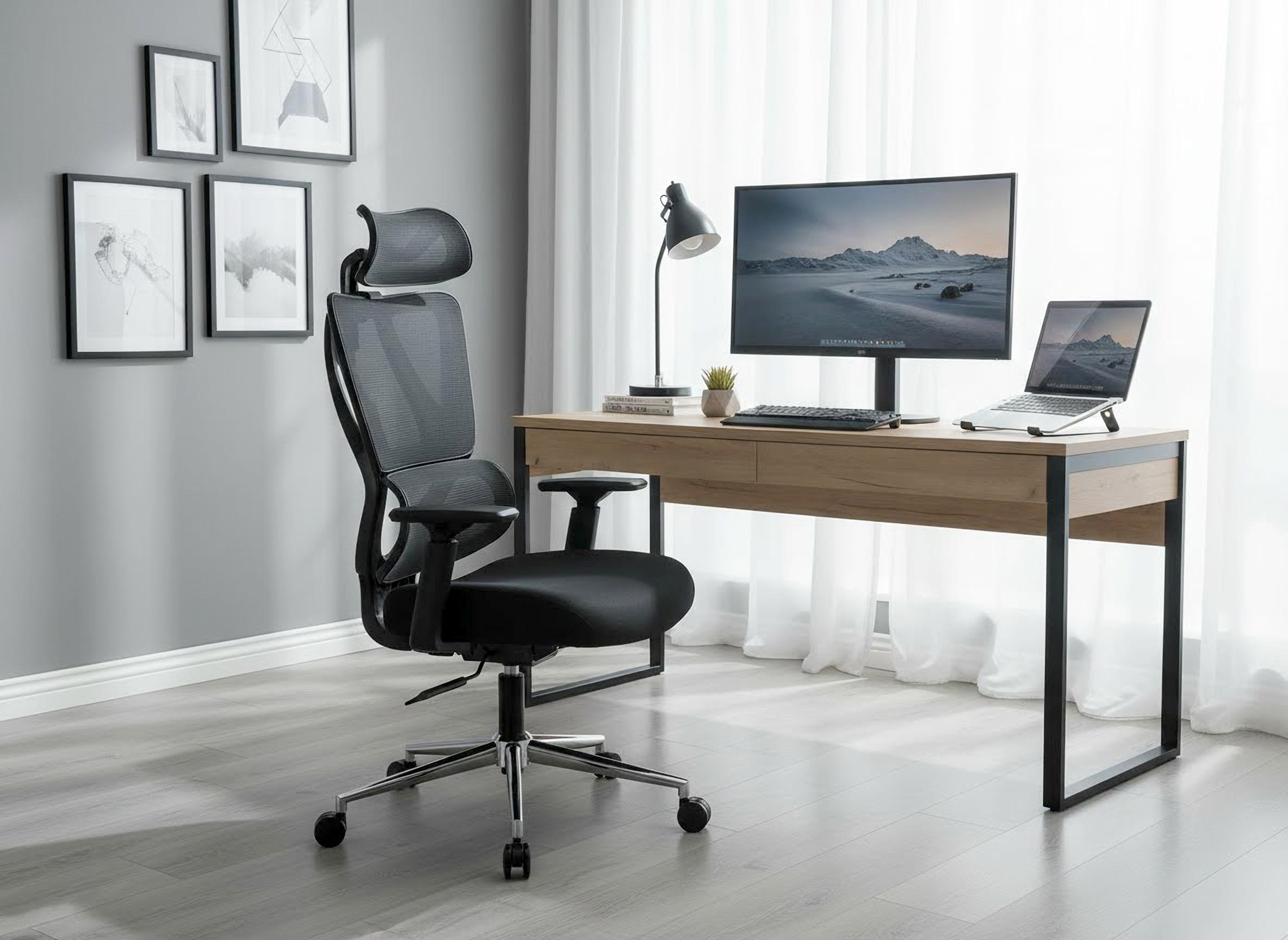 OTTO home Drehstuhl "Andora, moderner ergonomischer Schreibtischstuhl" () verstellbare Armlehne & Kopfstütze, Lendenwirbelstütze