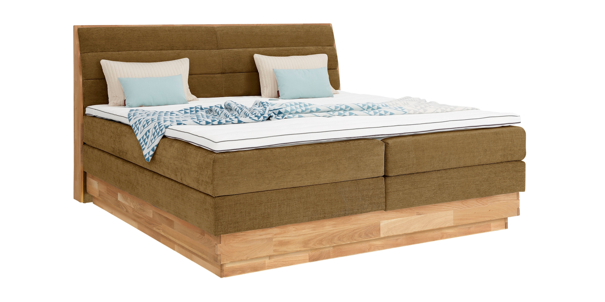 GOODproduct Boxspringbett »Jenna«, ohne LED-Beleuchtung, mit zertifizierten, recycelten Bezugsstoffen