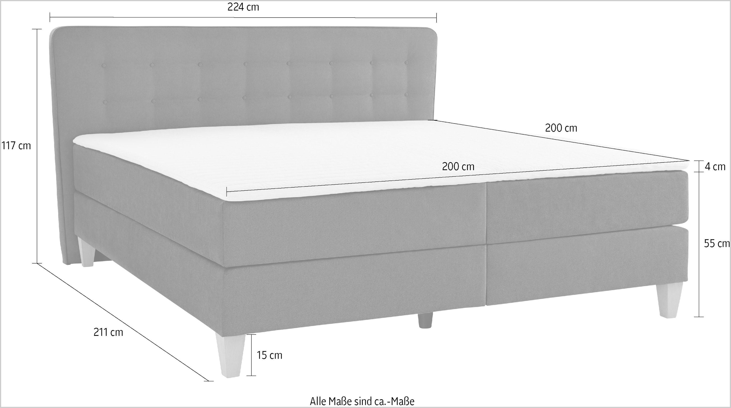 Home affaire Boxspringbett »Ascola«, incl. Topper, 5, Breiten, 3 Ausführungen, 2 Härtegrade