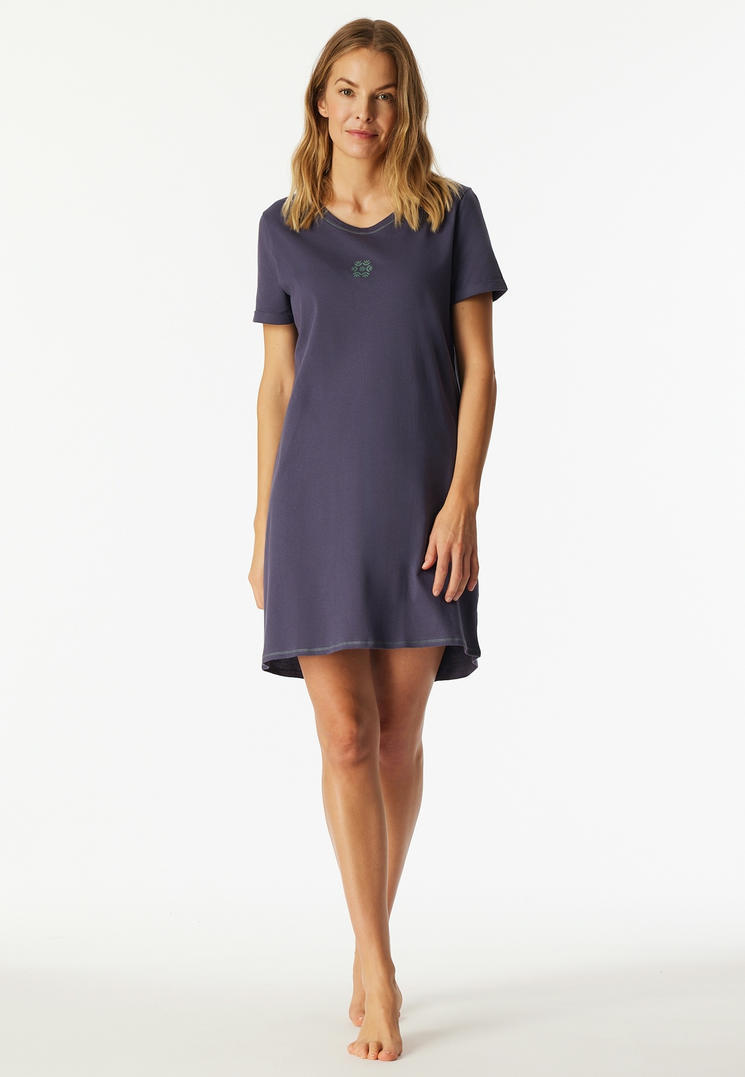 Schiesser Nachthemd »Casual Essentials« mit Statement-Print, Baumwolle, kurzärmelig, Rundhalsausschnitt