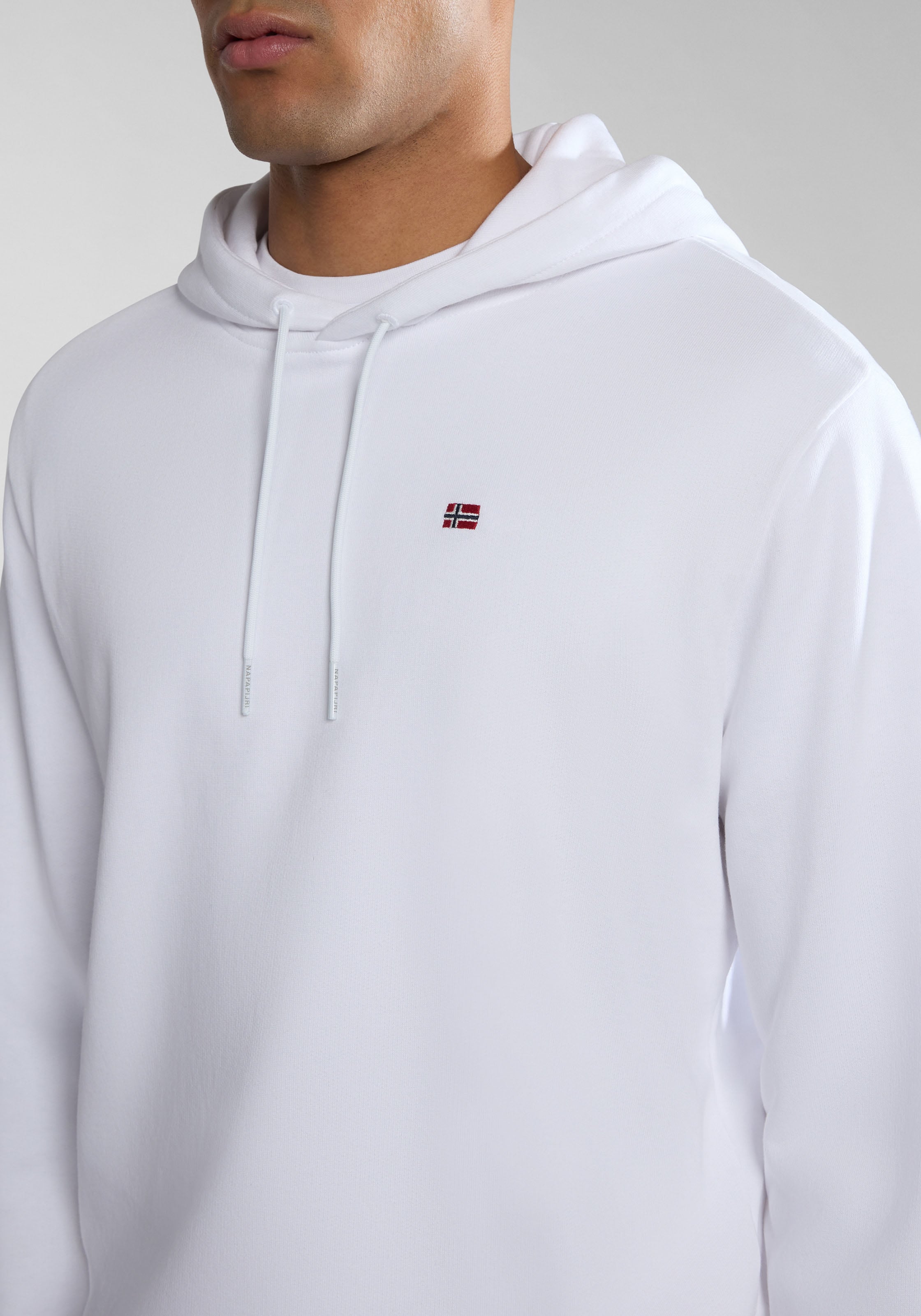 Napapijri Kapuzensweatshirt »BALIS H SUM BLU MARINE«, Mit Markenlabel an der Seite; mit Rippbündchen an Saum und Ärmeln