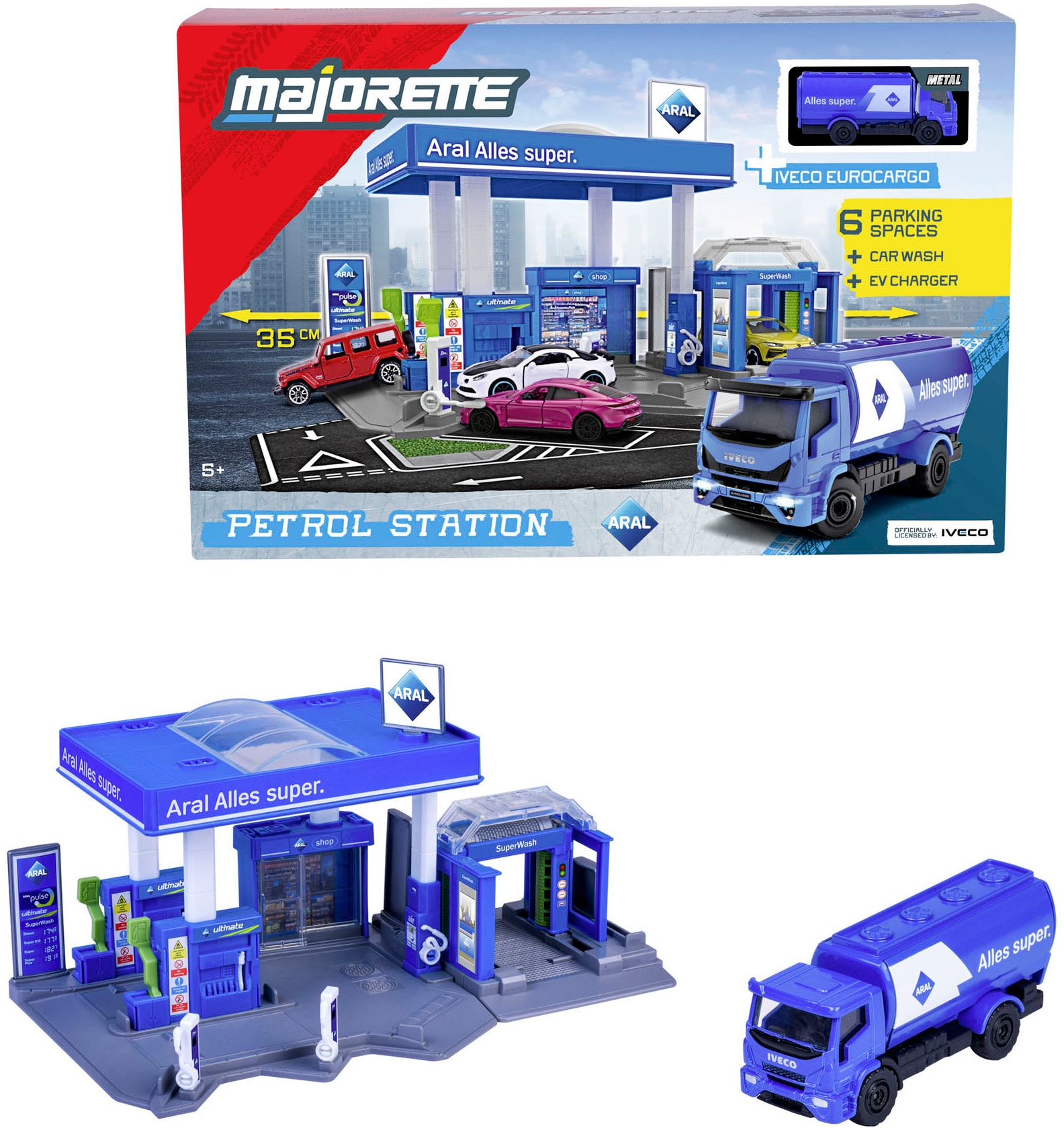 majORETTE Spiel-Gebäude "Petrol Station Aral" inklusive 1 Fahrzeug