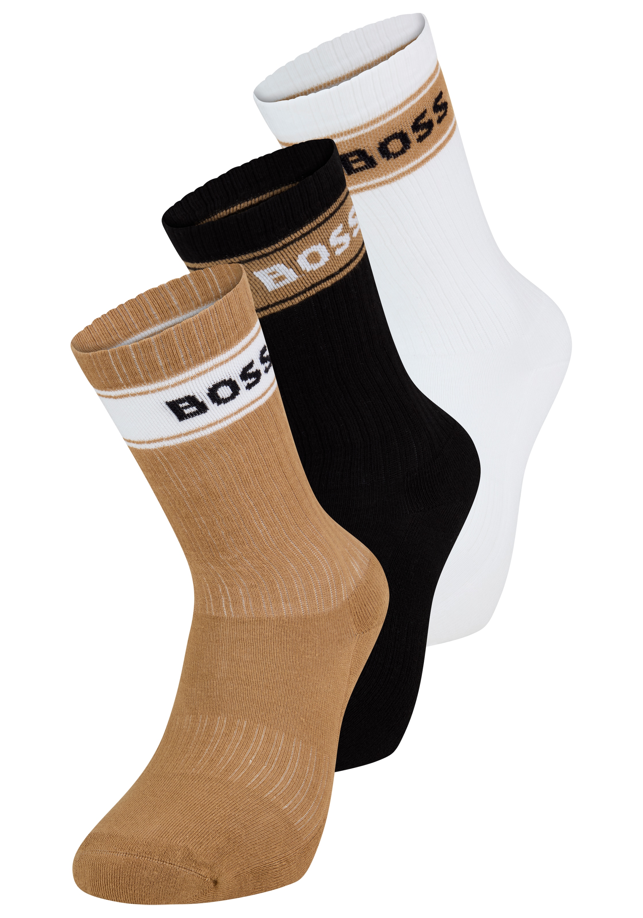 BOSS Freizeitsocken »3P QS Rib Stripe CC« 3 Paar tlg. Neuheit