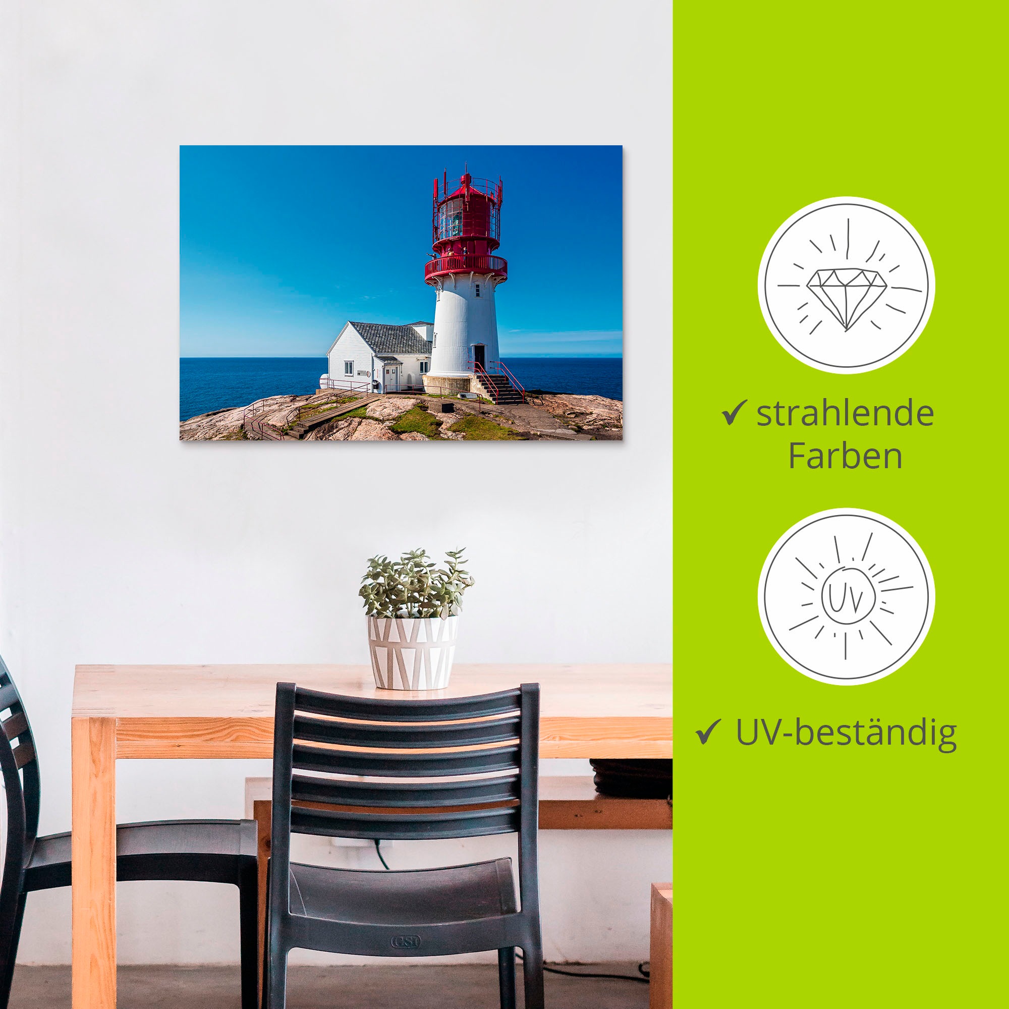 Artland Alu-Dibond-Druck »Der Leuchtturm Lindesnes Fyr in Norwegen«, Gebäude, (1 St.), für Innen- und Aussenbereich geeignet, Outdoorbild